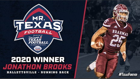 Jonathon Brooks reacts to being named Mr. Texas Football