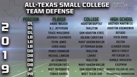 Dave Campbell's Texas Football's Small College All-Texas Team: WR Zimari Manning, DL Joey Longoria lead 2019 honorees