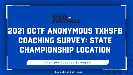 2021 DCTF Anonymous TXHSFB Coaching Survey: Where should state championships be played?