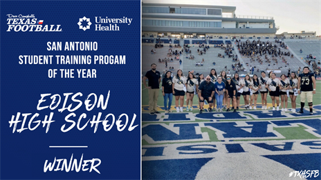 ANNOUNCEMENT: Edison High School named San Antonio Student Training Program of the Year