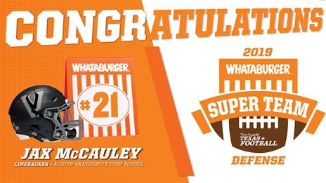 WATCH: Whataburger Super Team Presentation with Austin Vandegrift LB Jax McCauley
