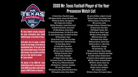WATCH: 2020 Mr. Texas Football Preseason Watch List