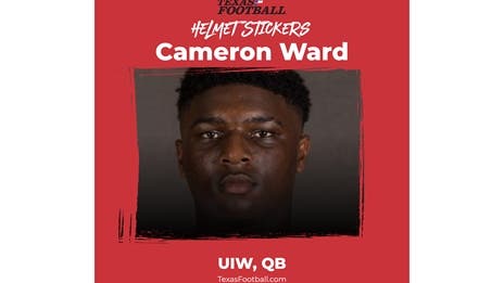 DCTF Helmet Stickers highlighted by UIW QB Cameron Ward