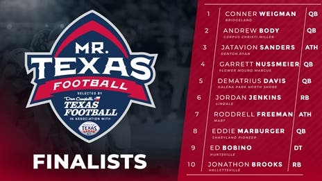 10 Finalists Named for the Mr. Texas Football High School Player of the Year Award