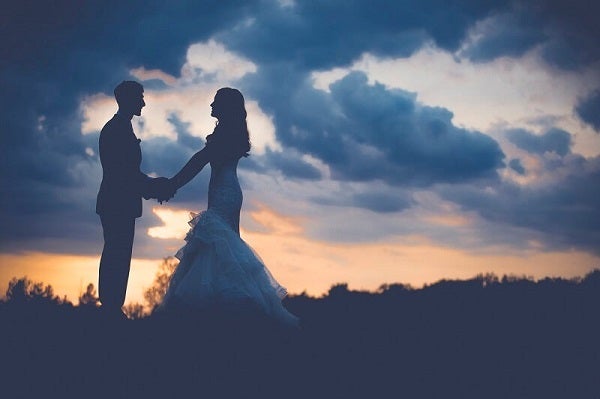 Bride and Groom in the Sunset