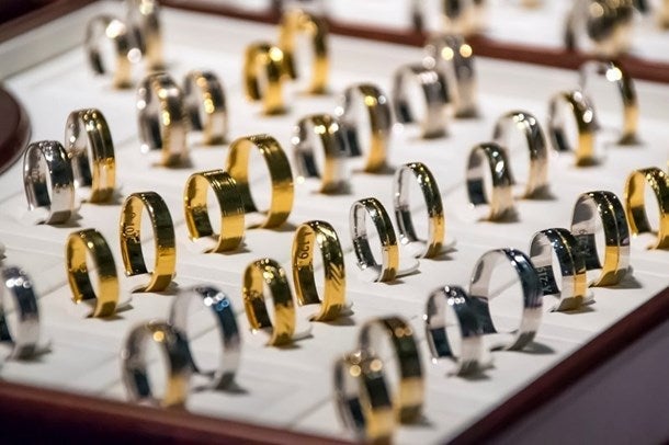 Rings in jewellery box