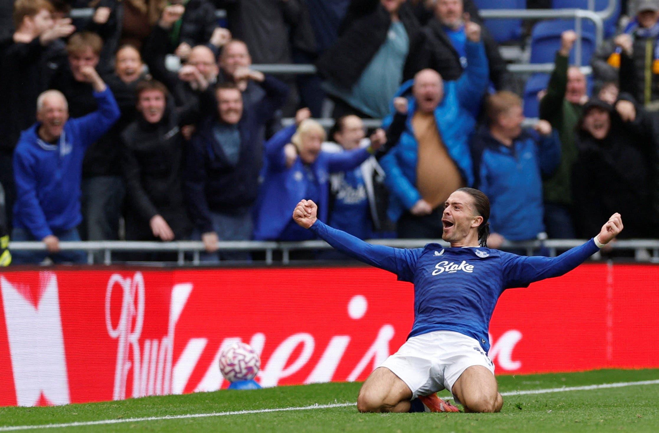Soccer Football - Premier League - Everton v Crystal Palace - Hill Dickinson Stadium, Liverpool, Britain - October 5, 2025 Everton's Jack Grealish celebrates scoring their second goal Action Images via Reuters/Jason