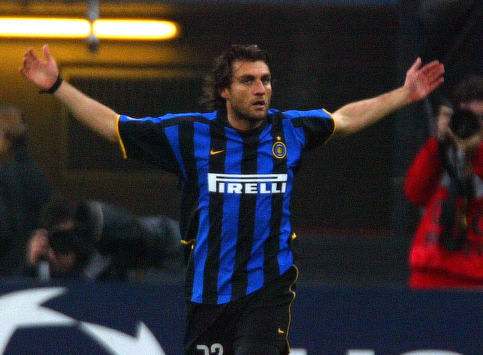 Inter Milan's Christian Vieri celebrates after scoring