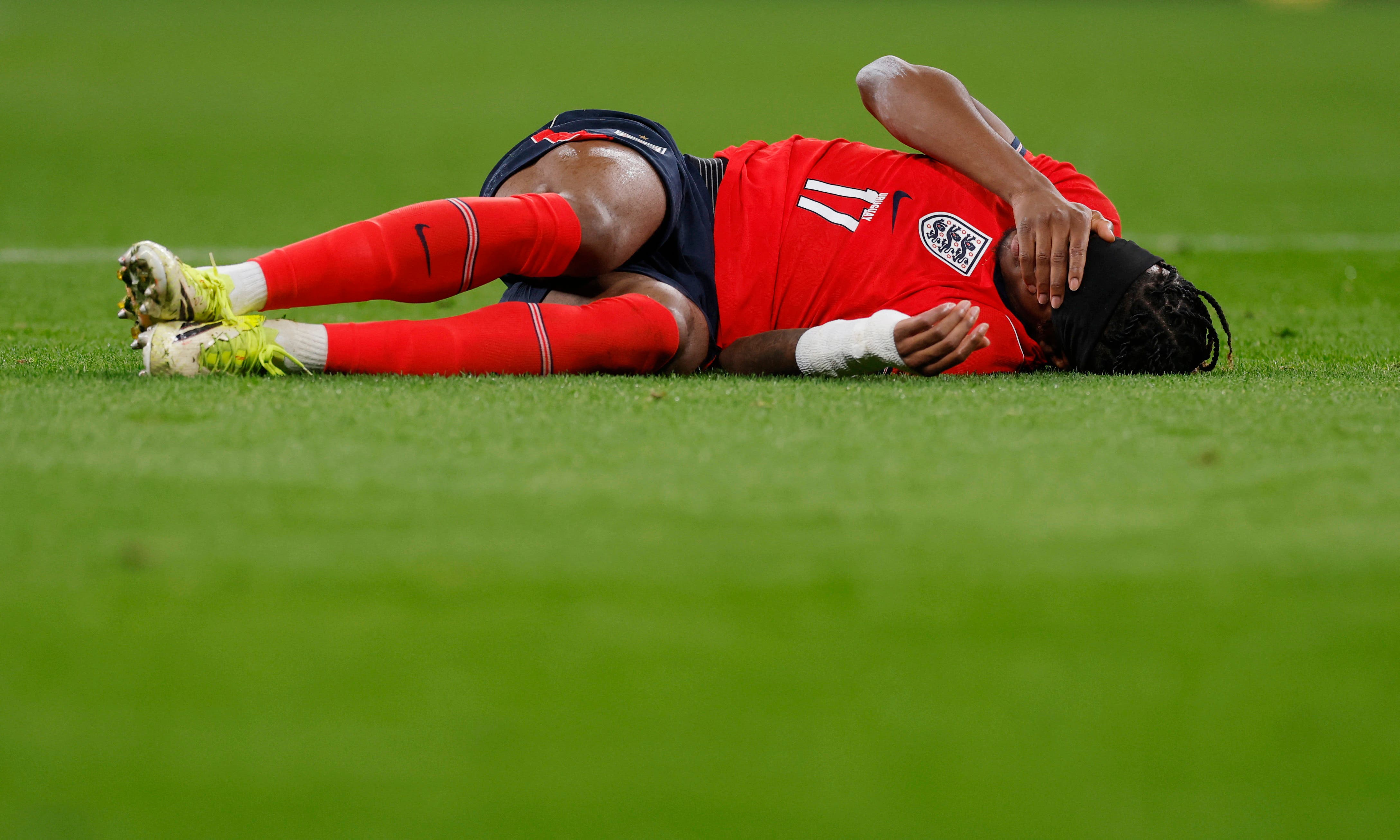 Soccer Football - International Friendly - England v Uruguay - Wembley Stadium, London, Britain - March 27, 2026 England's Noni Madueke reacts Action Images via Reuters/Andrew Couldridge

