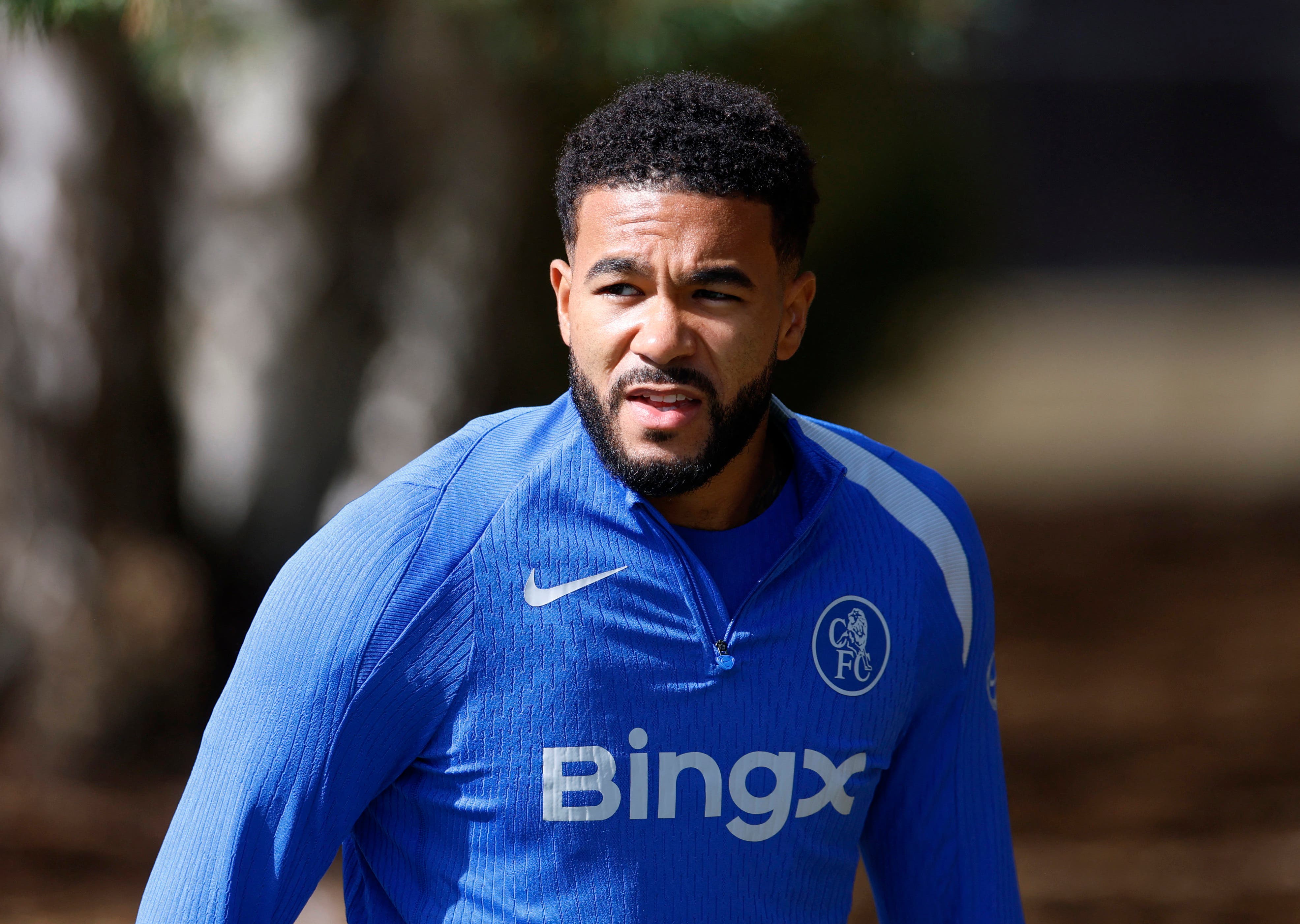 Soccer Football - UEFA Champions League - Chelsea Training - Cobham Training Centre, Cobham, Britain - September 16, 2025 Chelsea's Reece James during training Action Images via Reuters/Peter Cziborra
