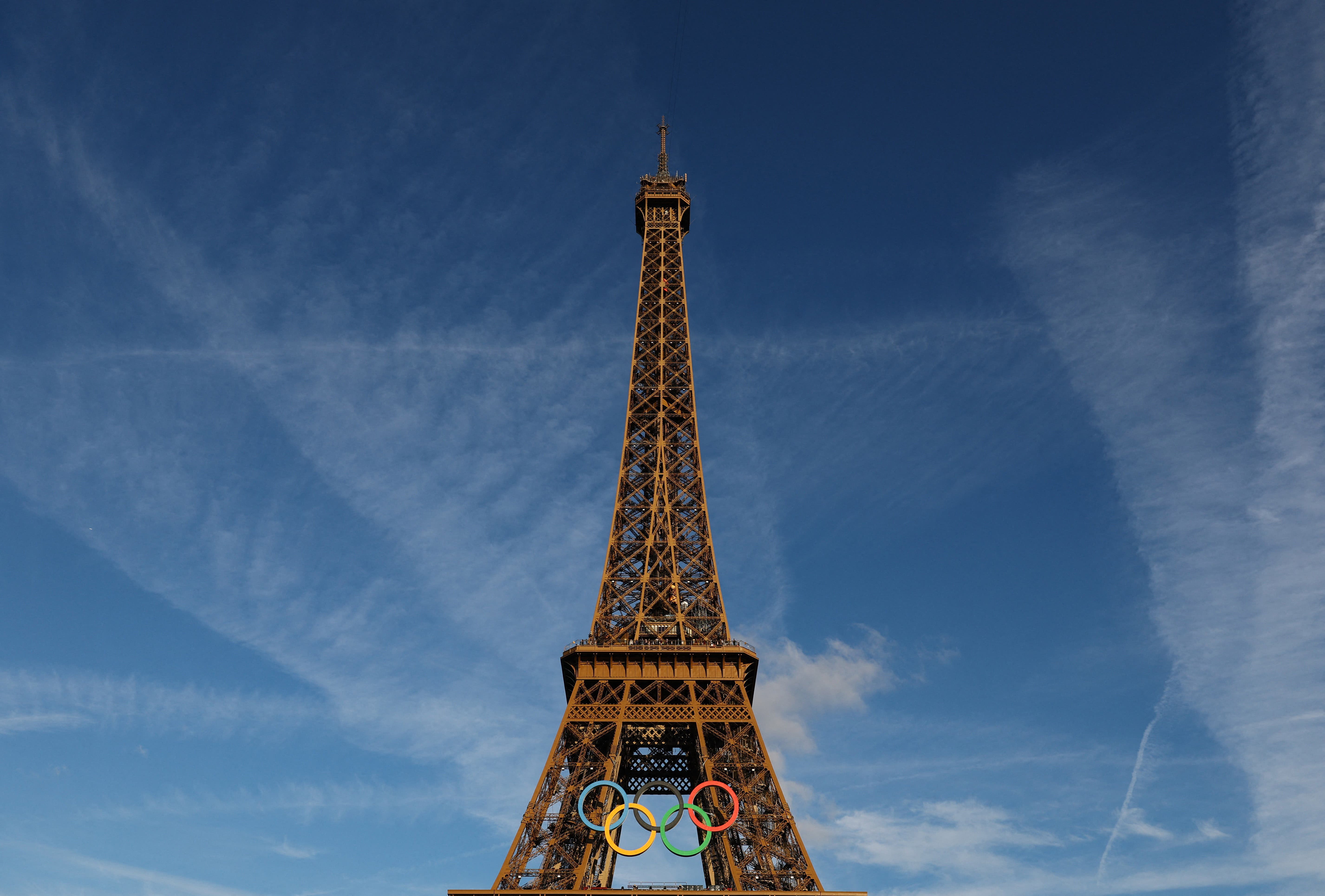 Paris 2024 Olympics - Paris 2024 Olympics Preview - Paris, France - July 21, 2024 General view of the Eiffel Tower ahead of the Paris 2024 Olympics REUTERS/Kai Pfaffenbach
