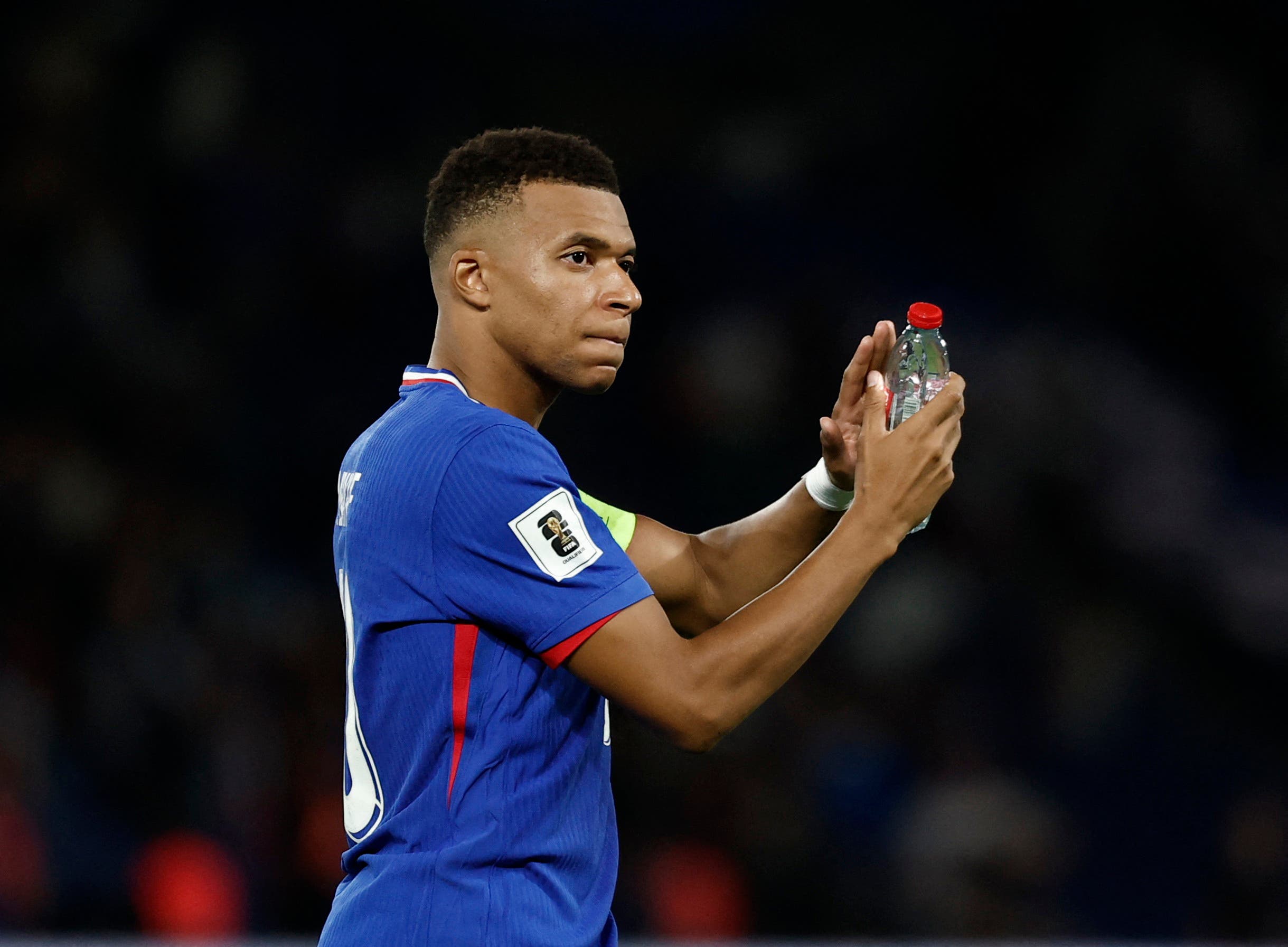 Kylian Mbappé after the final whistle in a match with France National Team.
