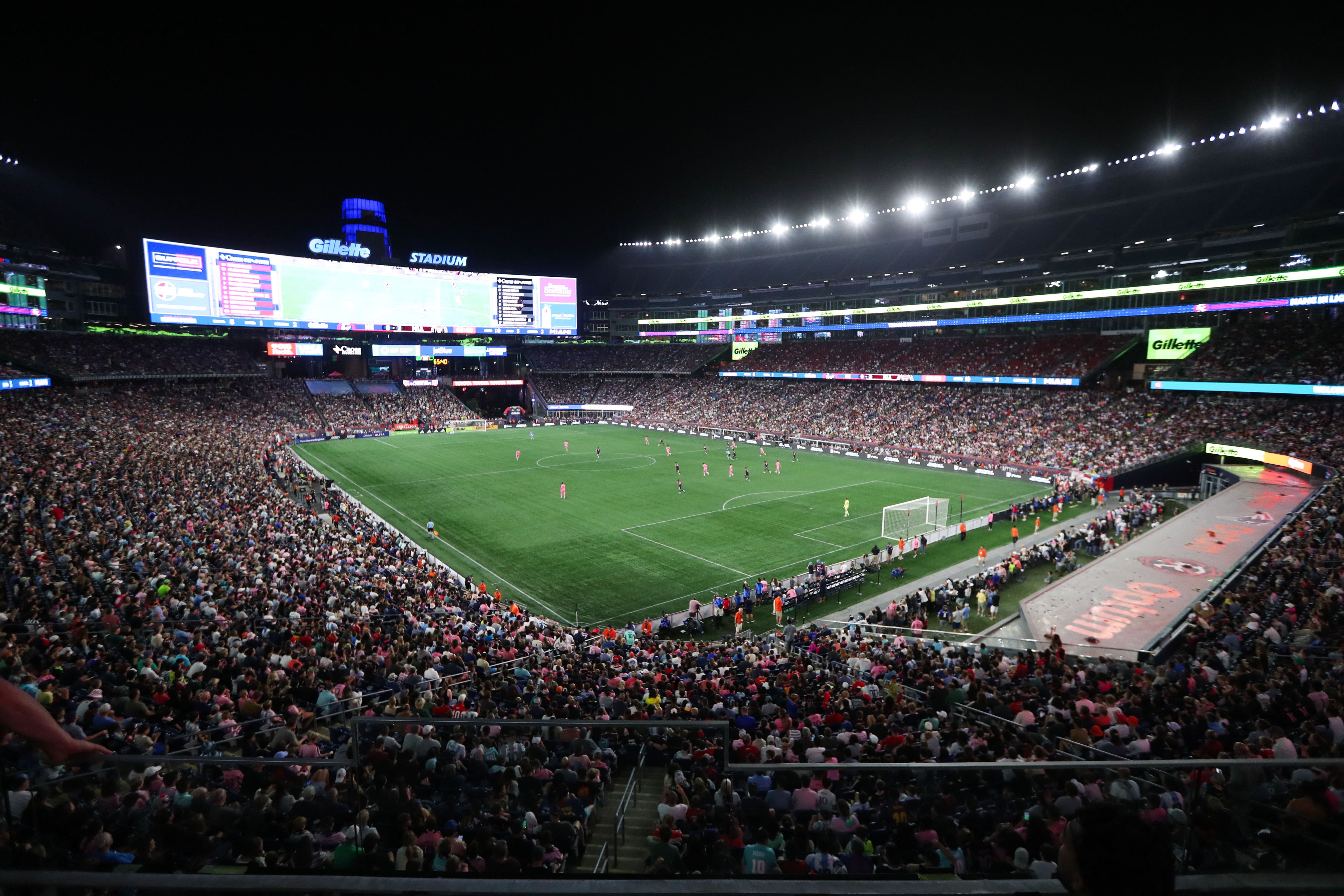 Jul 9, 2025; Foxborough, Massachusetts, USA; A general view of Gillette Stadium during a game between the New England Revolution and Inter Miami CF. Mandatory Credit: Paul Rutherford-Imagn Images