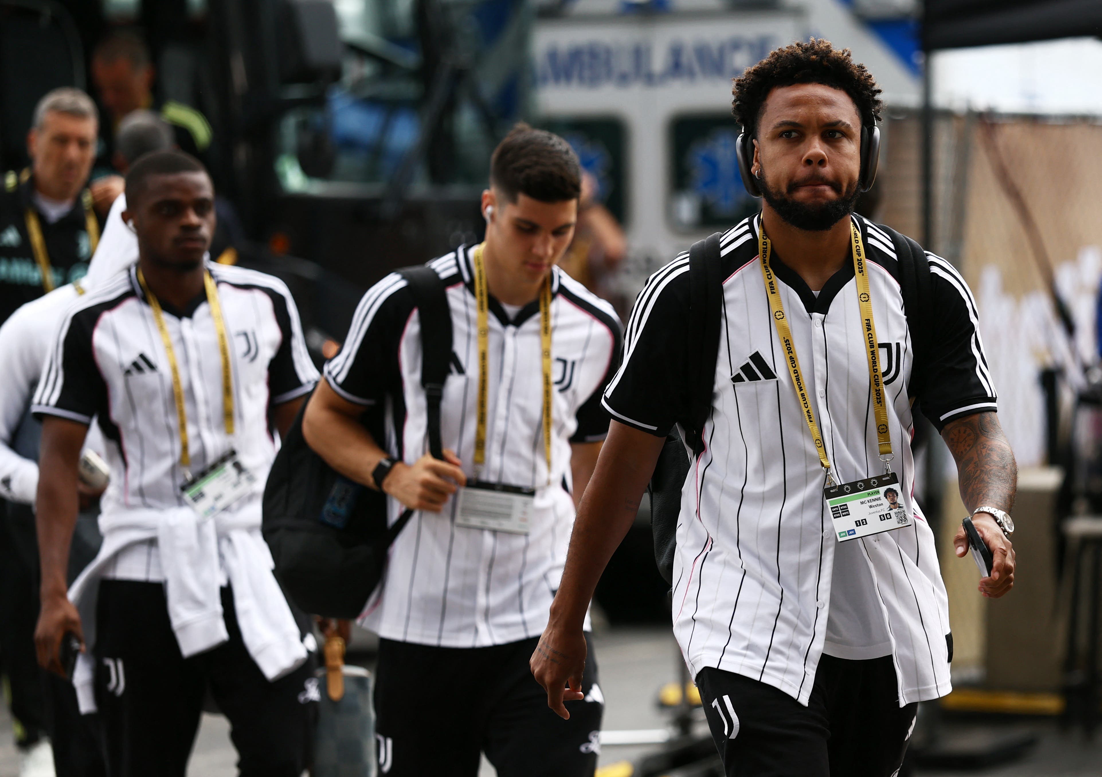 Soccer Football - FIFA Club World Cup - Group G - Juventus v Wydad Casablanca - Lincoln Financial Field, Philadelphia, Pennsylvania, U.S. - June 22, 2025 Juventus' Weston McKennie arrives at the stadium before the match REUTERS/Lee Smith