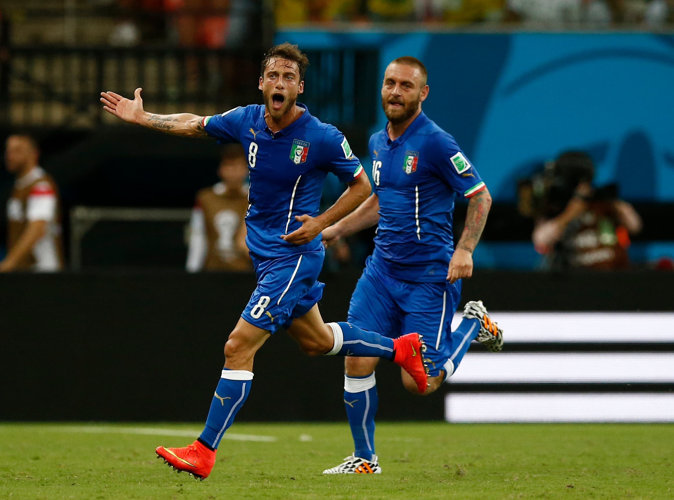 Football - England v Italy - FIFA World Cup Brazil 2014 - Group D - Arena Amazonia, Manaus, Brazil - 14/6/14 Italy's Claudio Marchisio celebrates after scoring their first goal Mandatory Credit: Action Images / Andrew Boyers Livepic EDITORIAL USE ONLY.
