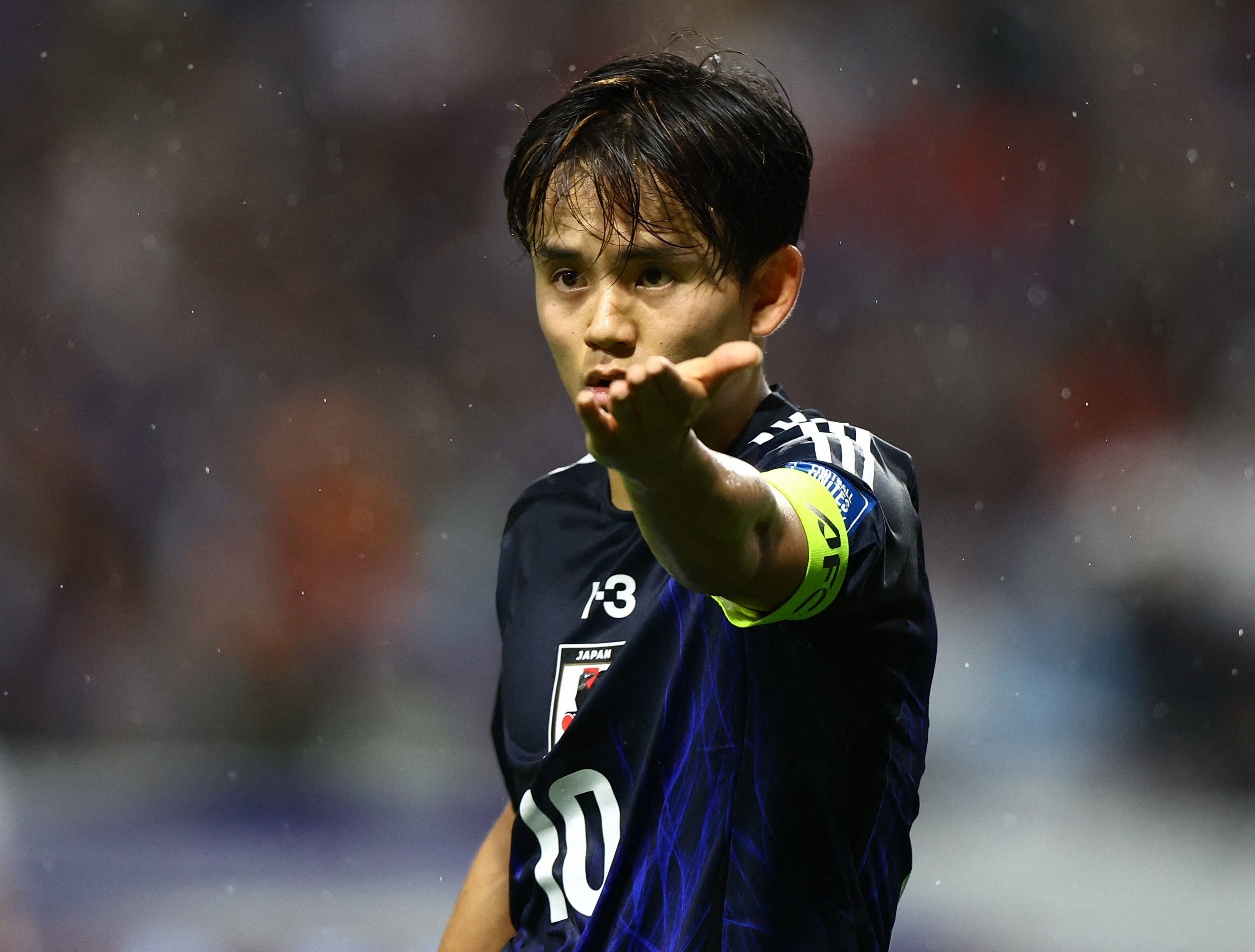 Soccer Football - World Cup - AFC Qualifiers - Group C - Japan v Indonesia - Suita City Stadium, Suita, Japan - June 10, 2025 Japan's Takefusa Kubo reacts REUTERS/Issei Kato