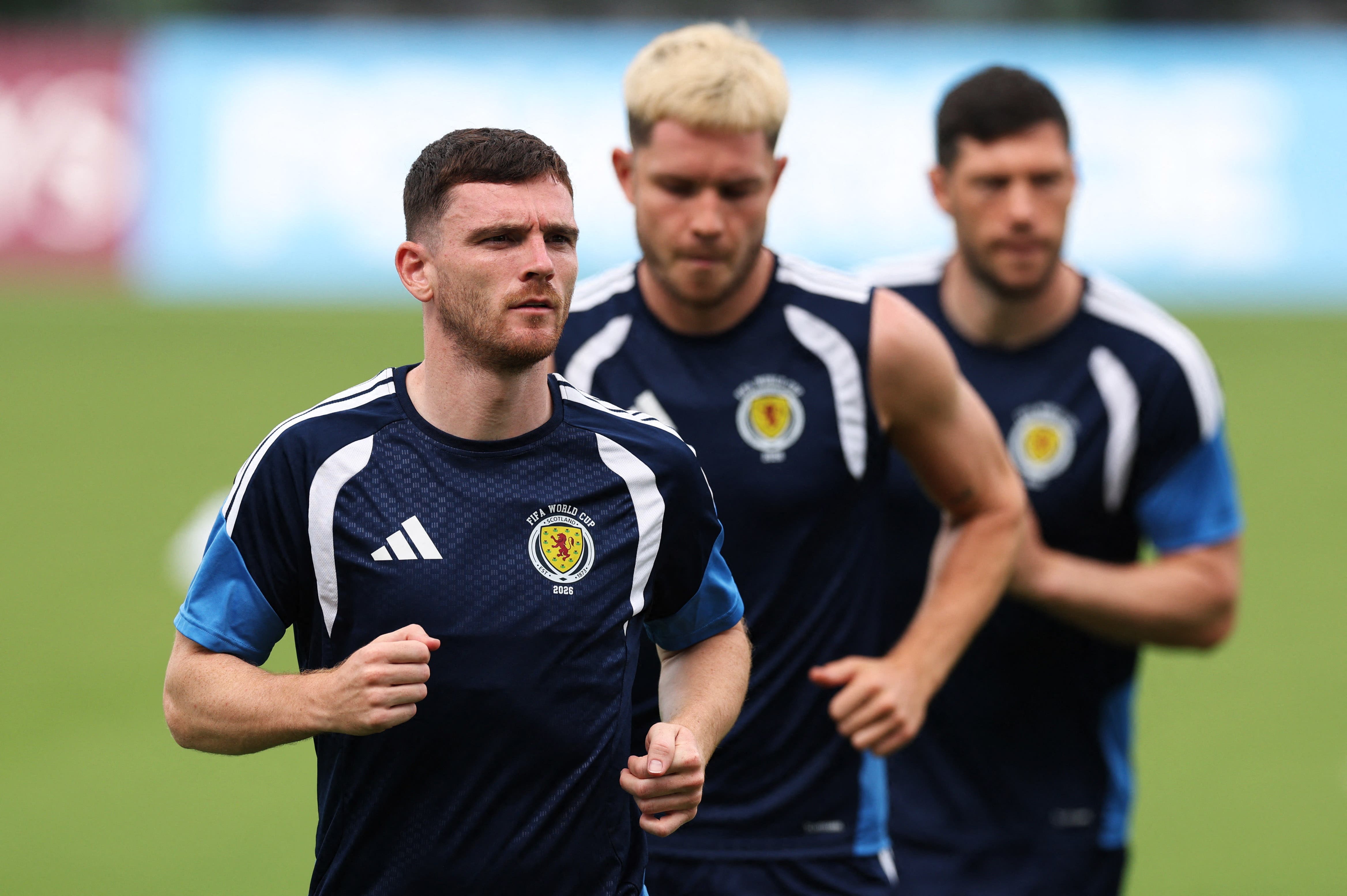 Soccer Football - FIFA World Cup 2026 - Scotland Training - Inter Miami CF Stadium, Fort Lauderdale, Florida, U.S. - June 23, 2026 Scotland's Andy Robertson during training REUTERS/Paul Childs

