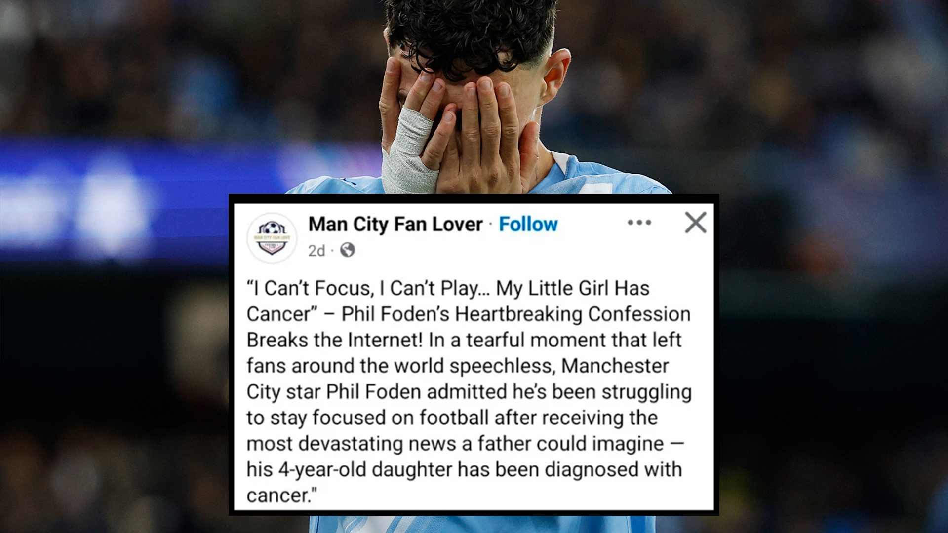 An example of the fake news the Foden's have to deal with in social media.