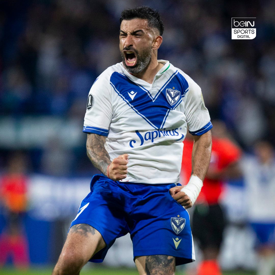 Michael Santos celebrates after scoring for Velez in the Libertadores