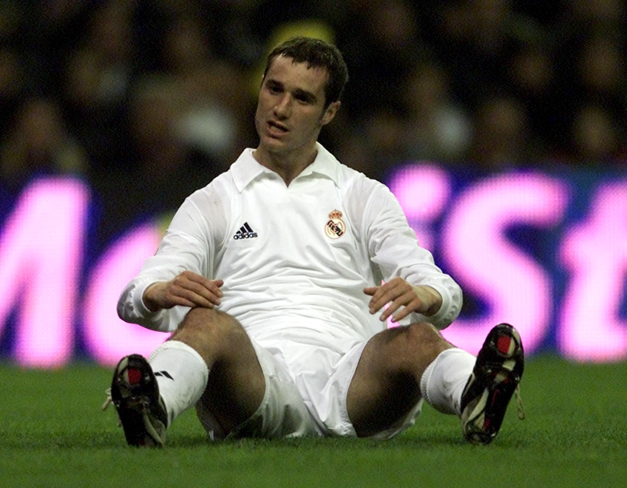 Real Madrid's Ivan Helguera shows his dejection