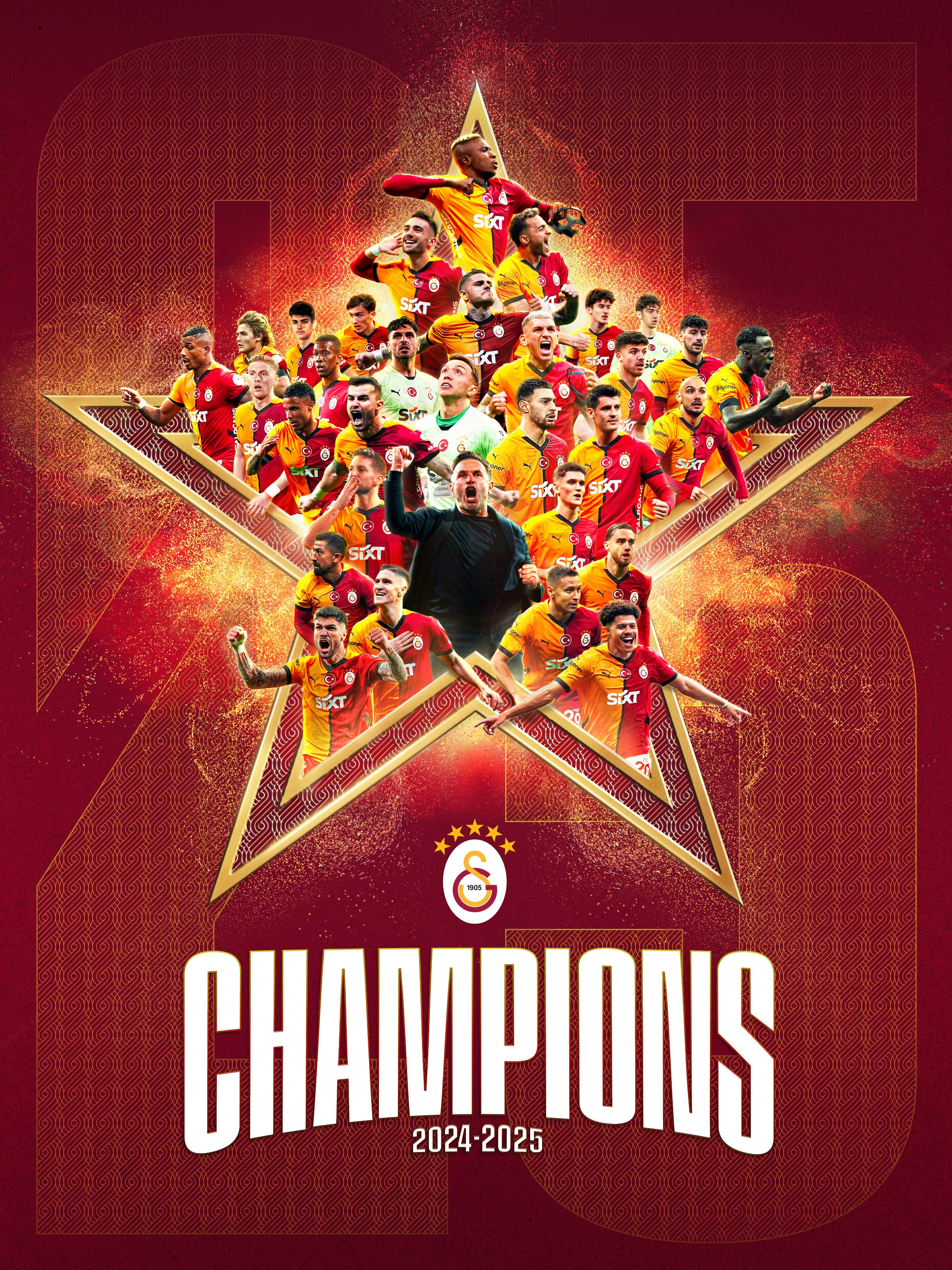 Galatasaray celebrates winning the SuperLig