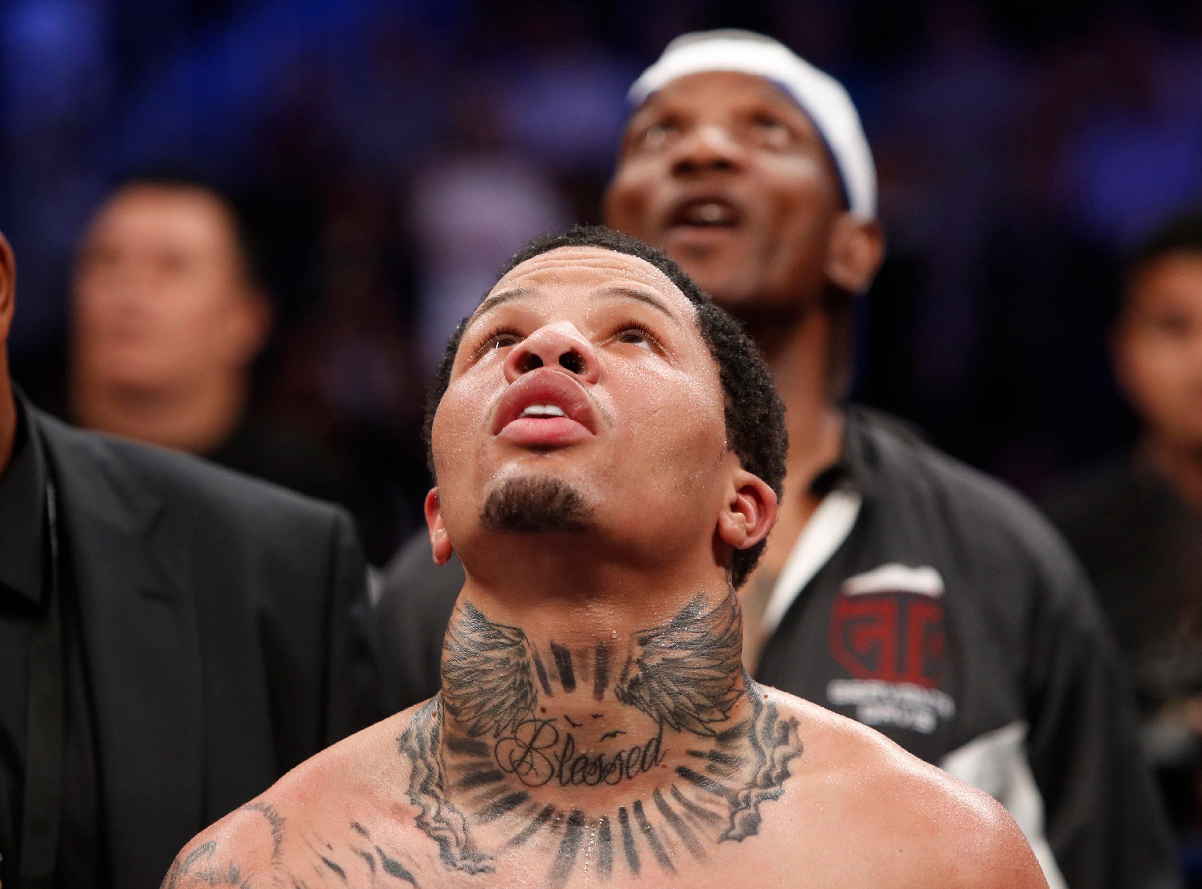 Boxing - Gervonta Davis v Francisco Fonseca - IBF World Super Featherweight Title - Las Vegas, USA - August 26, 2017 Gervonta Davis looks up at the big screen after winning the fight REUTERS/Steve Marcus
