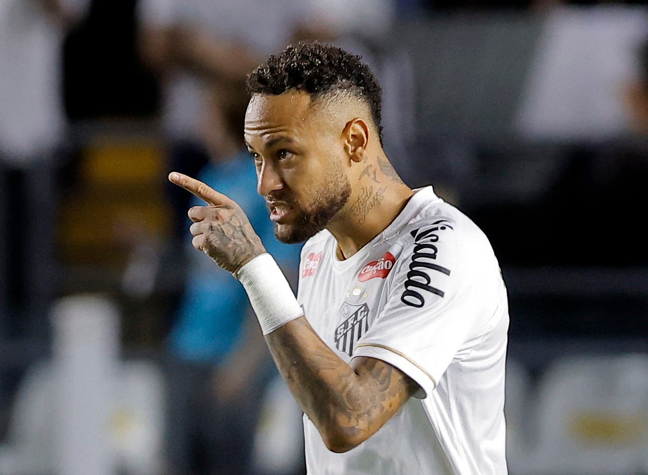 Soccer Football - Copa Sudamericana - Group D - Santos v Recoleta - Estadio Urbano Caldeira, Santos, Brazil - April 14, 2026 Santos' Neymar celebrates scoring their first goal REUTERS/Marcelo Machado De Melo