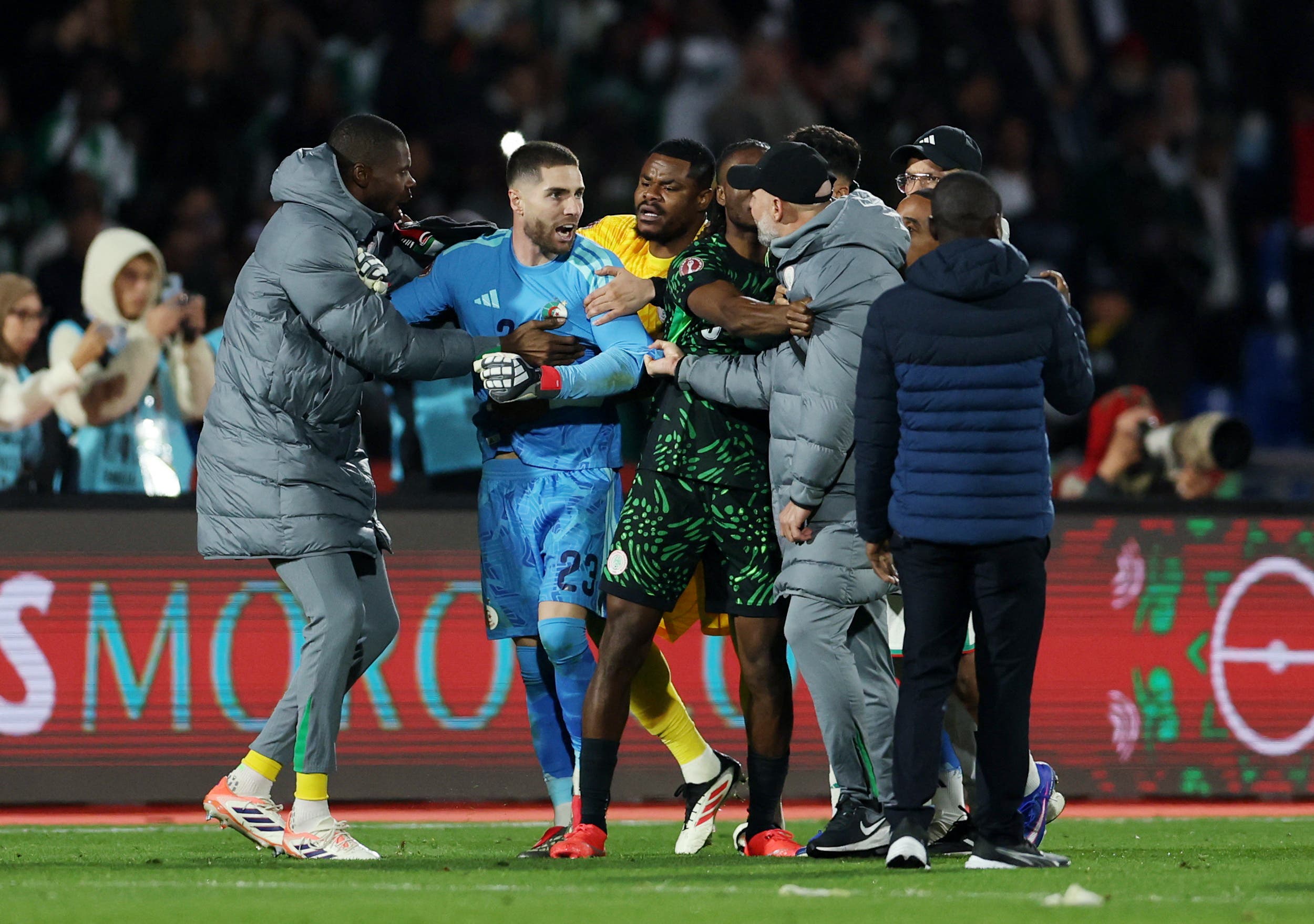 Soccer Football - CAF Africa Cup of Nations - Morocco 2025 - Quarter Final - Algeria v Nigeria - Grand Stadium of Marrakech, Marrakesh, Morocco - January 10, 2026 Algeria's Luca Zidane reacts after the match REUTERS/Amr Abdallah Dalsh

