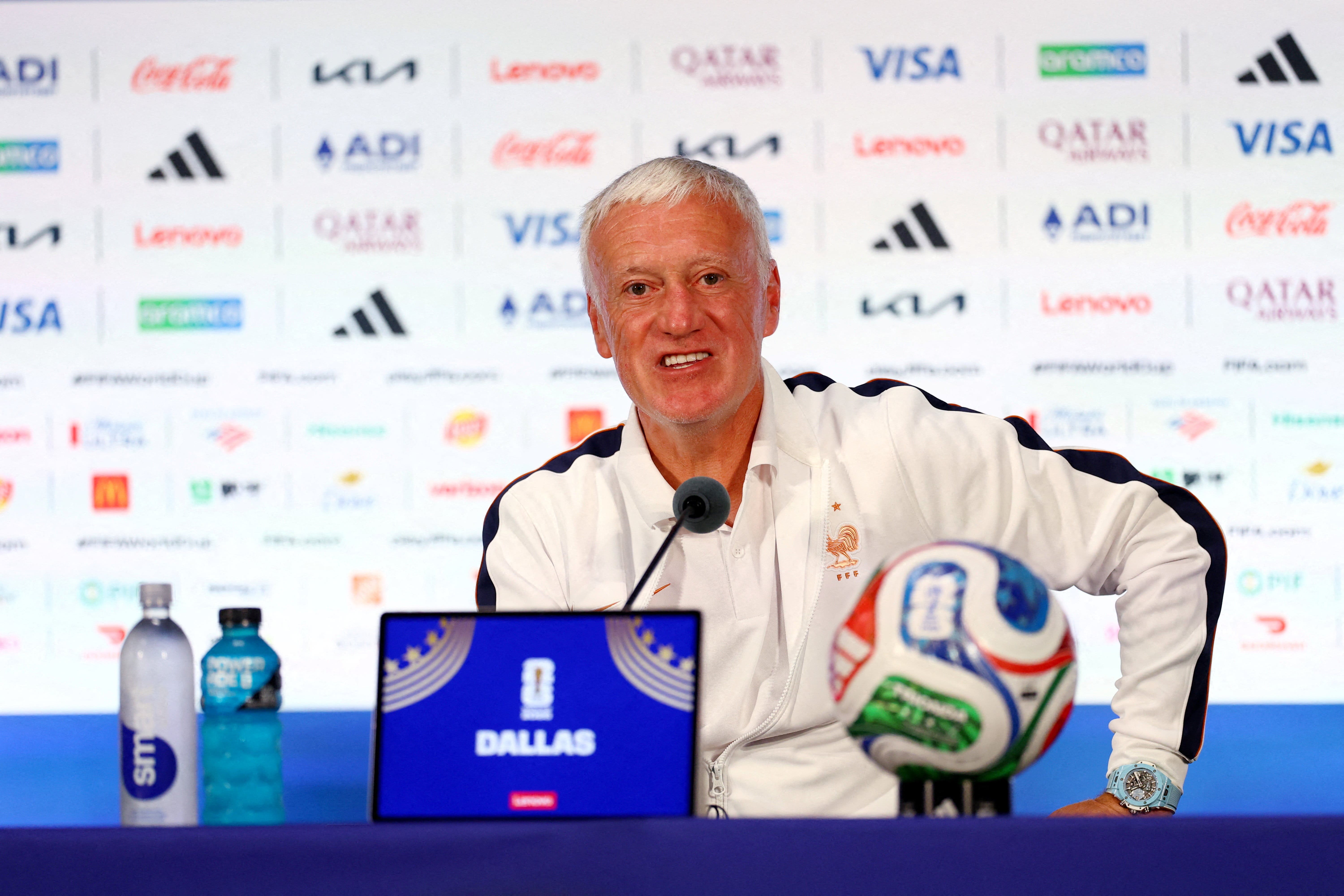 Soccer Football - FIFA World Cup 2026 - France Press Conference - Dallas Stadium, Arlington, Texas, U.S. - July 13, 2026 France coach Didier Deschamp during the press conference REUTERS/Hannah Mckay

