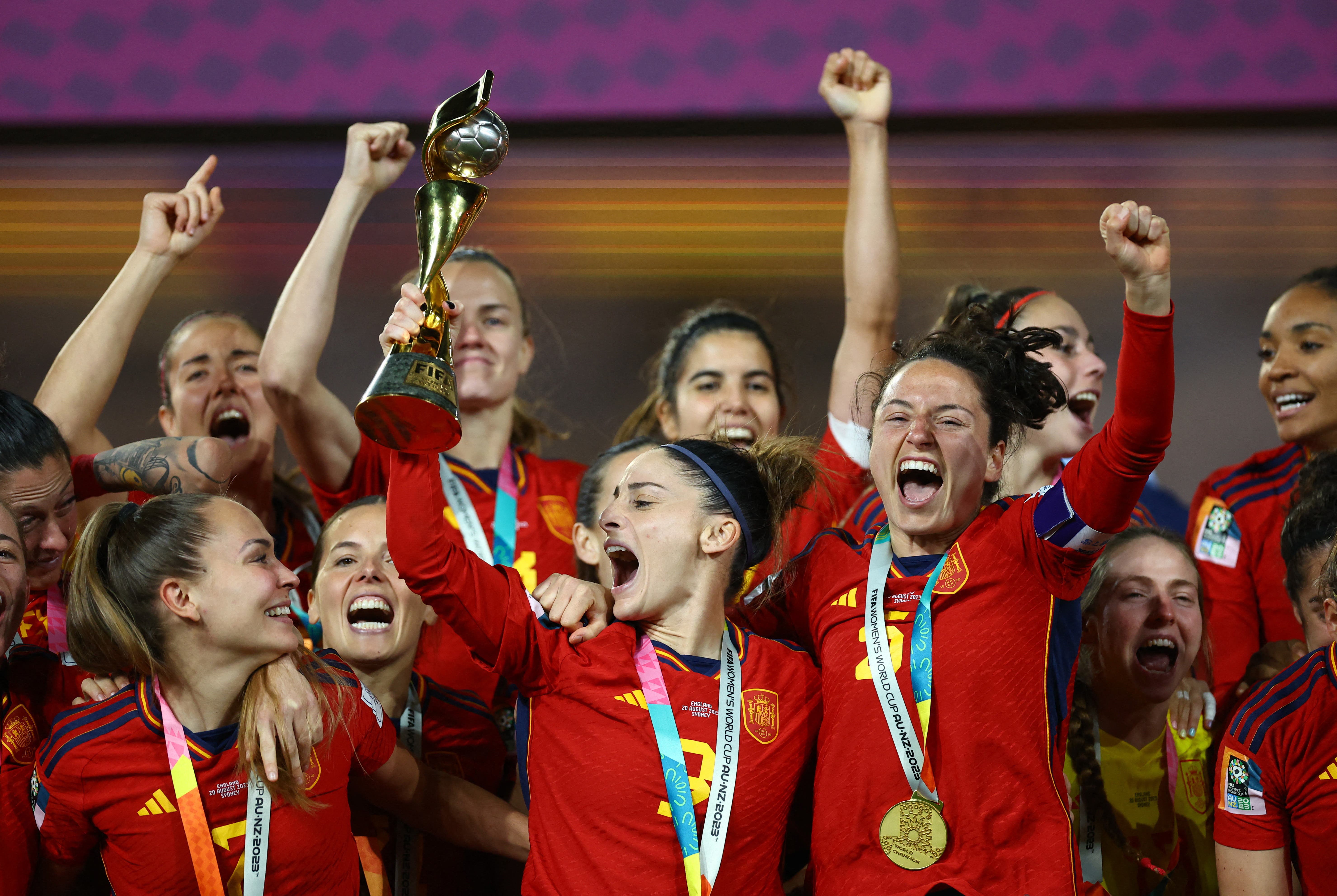 Spain Women's national team celebrating 