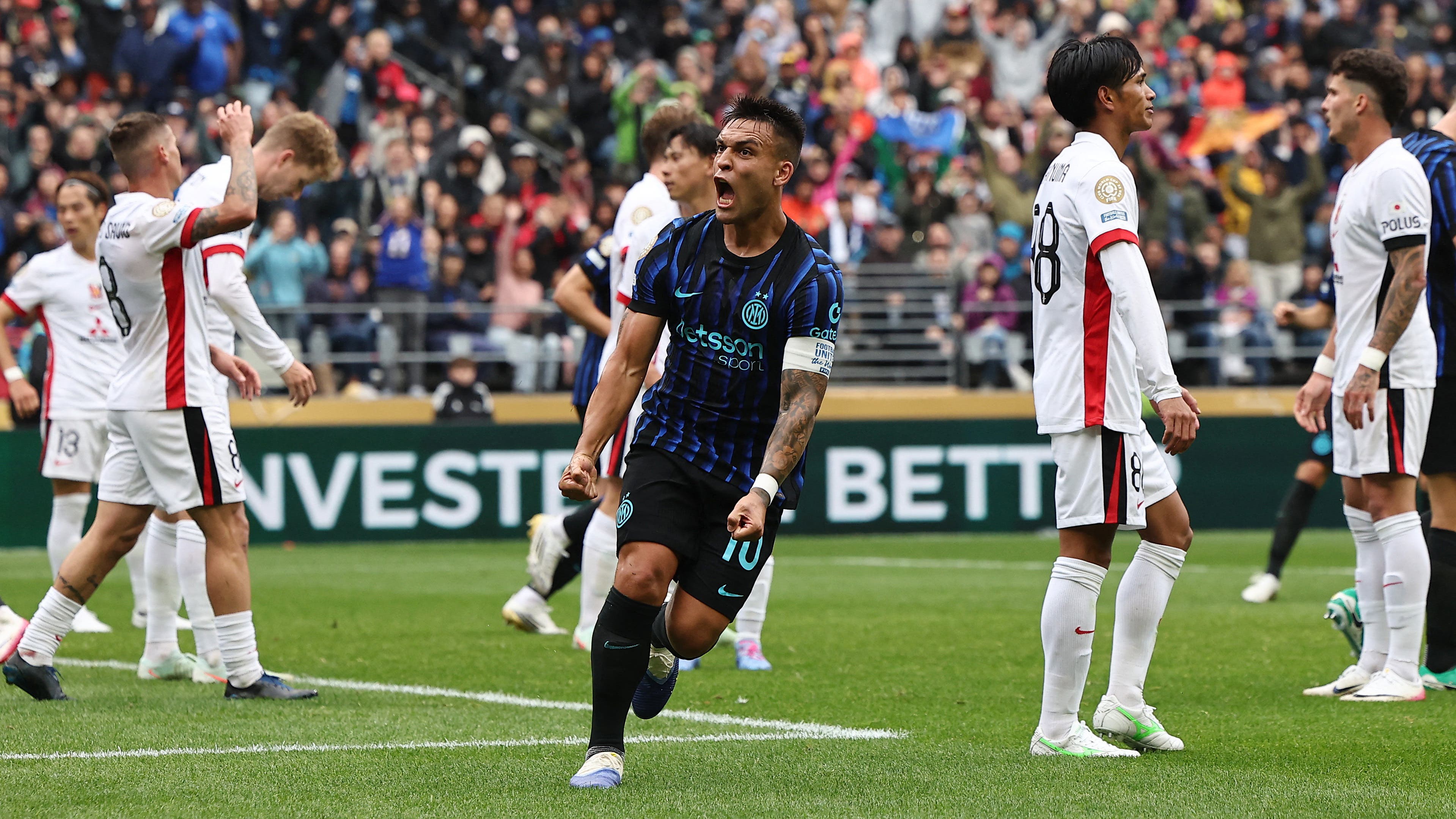 Soccer Football - FIFA Club World Cup - Group E - Inter Milan v Urawa Red Diamonds - Lumen Field, Seattle, Washington, U.S. - June 21, 2025 Inter Milan's Lautaro Martinez celebrates scoring their first goal REUTERS/Agustin Marcarian