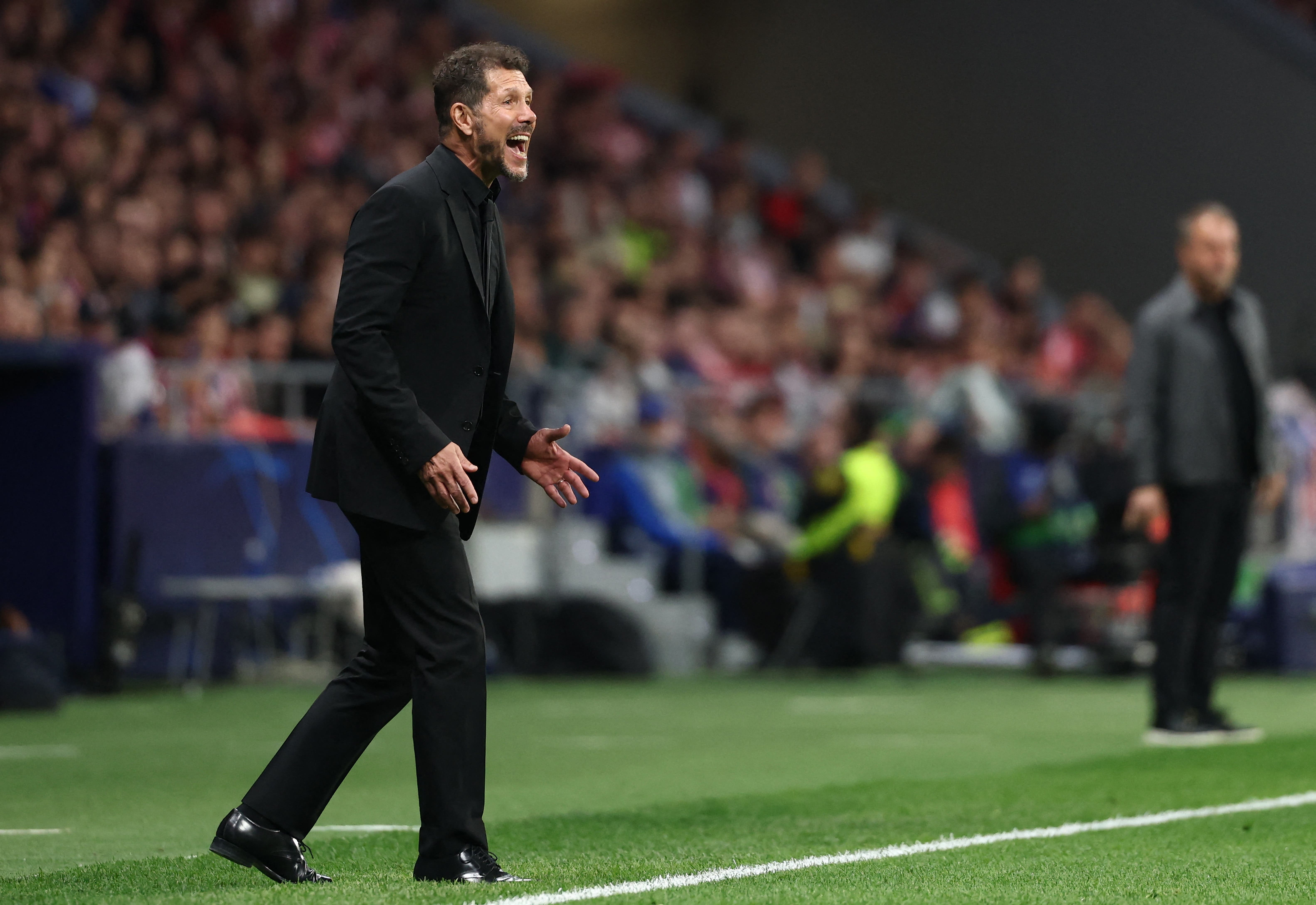 Soccer Football - UEFA Champions League - Quarter Final - Second Leg - Atletico Madrid v FC Barcelona - Riyadh Air Metropolitano, Madrid, Spain - April 14, 2026 Atletico Madrid coach Diego Simeone REUTERS/Gonzalo Fuentes
