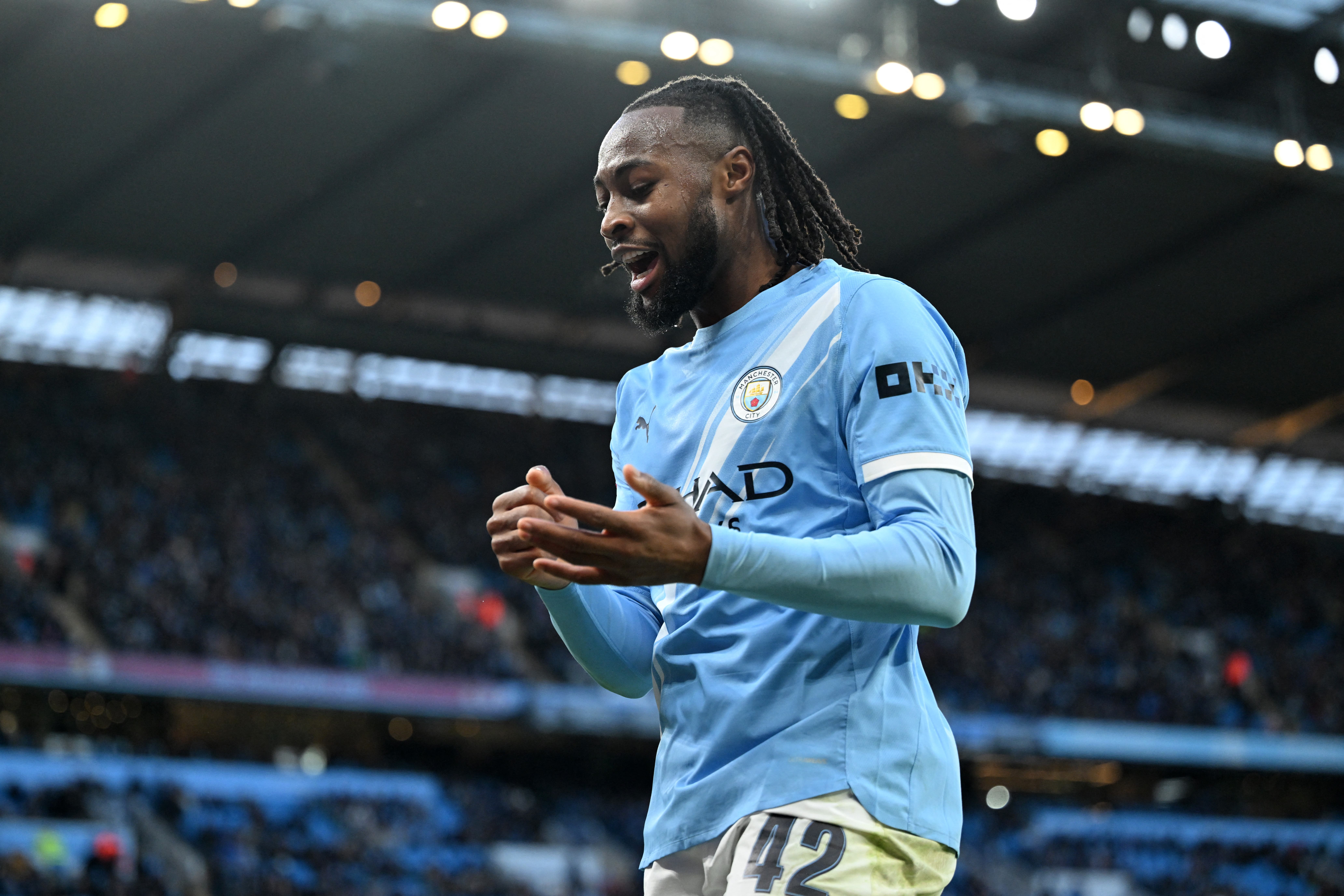 Soccer Football - FA Cup - Third Round - Manchester City v Exeter City - Etihad Stadium, Manchester, Britain - January 10, 2026 Manchester City's Antoine Semenyo reacts REUTERS/Peter Powell