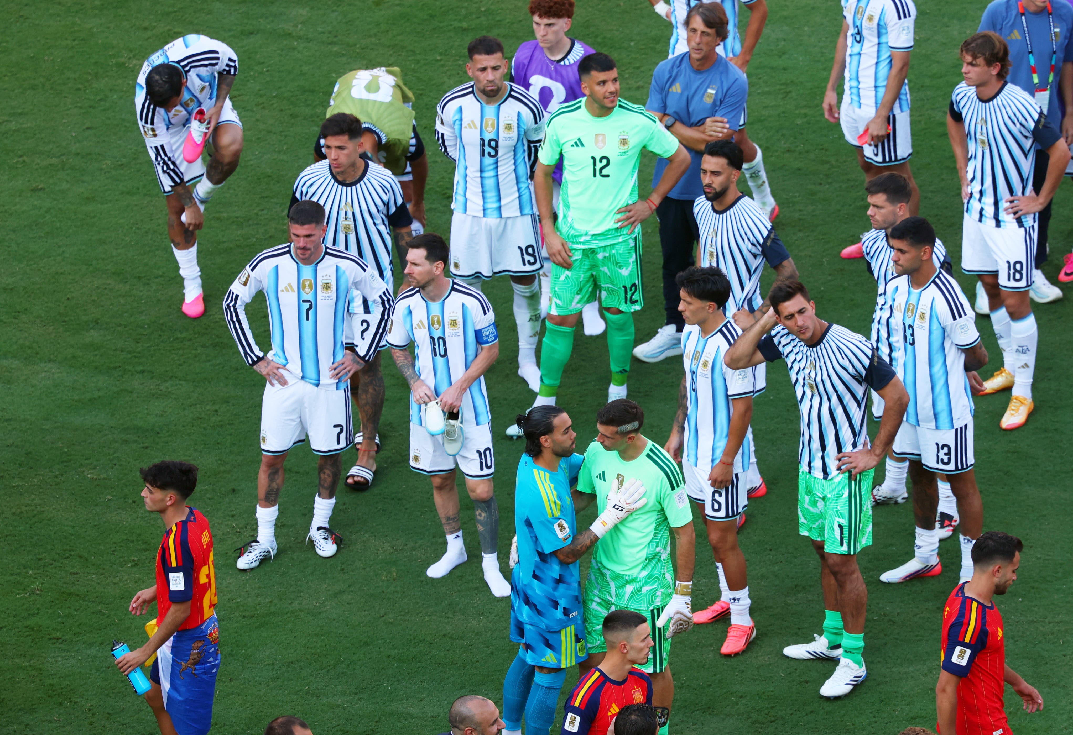 Selección de Argentina tras la derrota en la final de la Copa del Mundo ante España.