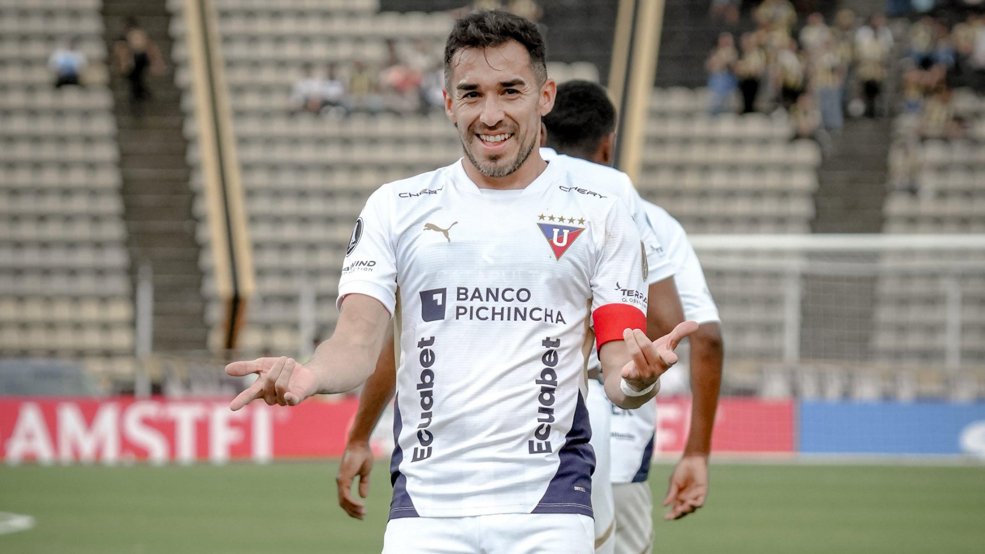 Liga de Quito captain Alzugaray celebrates after scoring