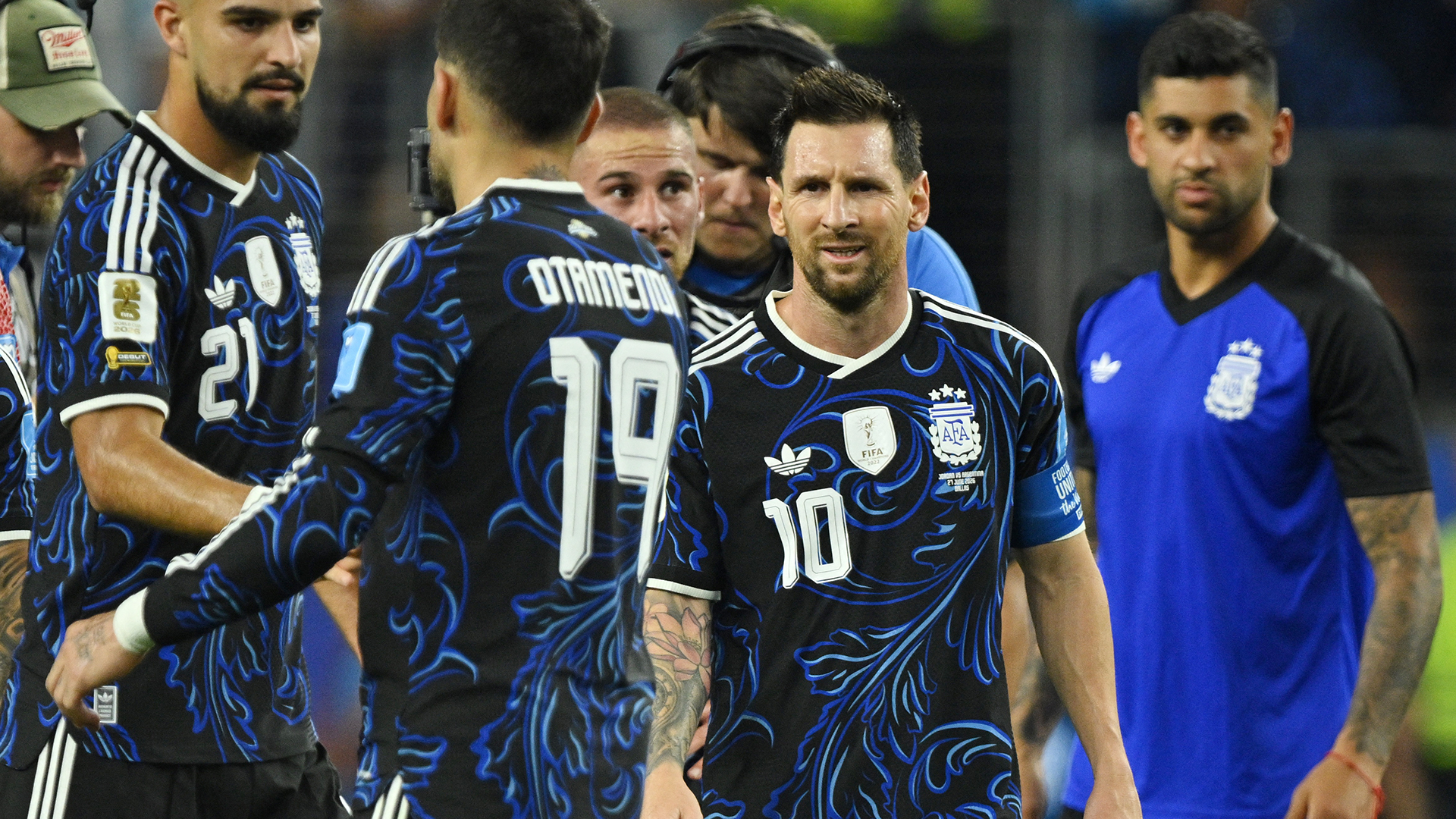 Soccer Football - FIFA World Cup 2026 - Group J - Jordan v Argentina - Dallas Stadium, Arlington, Texas, U.S. - June 27, 2026 Argentina's Lionel Messi celebrates after the match IMAGN IMAGES via Reuters/Jerome Miron