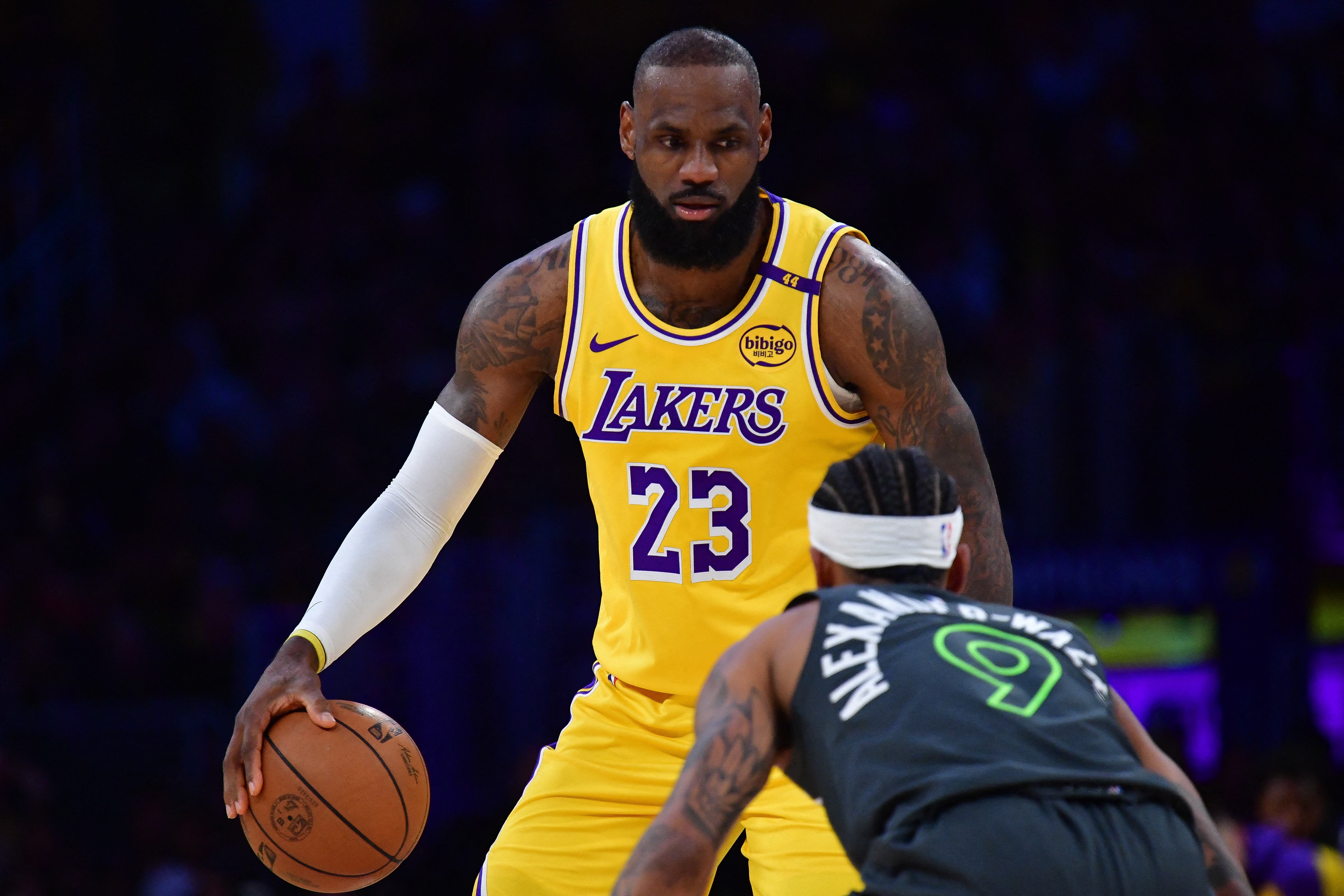 LeBron James for the Los Angeles Lakers against the Minnesota Timberwolves.