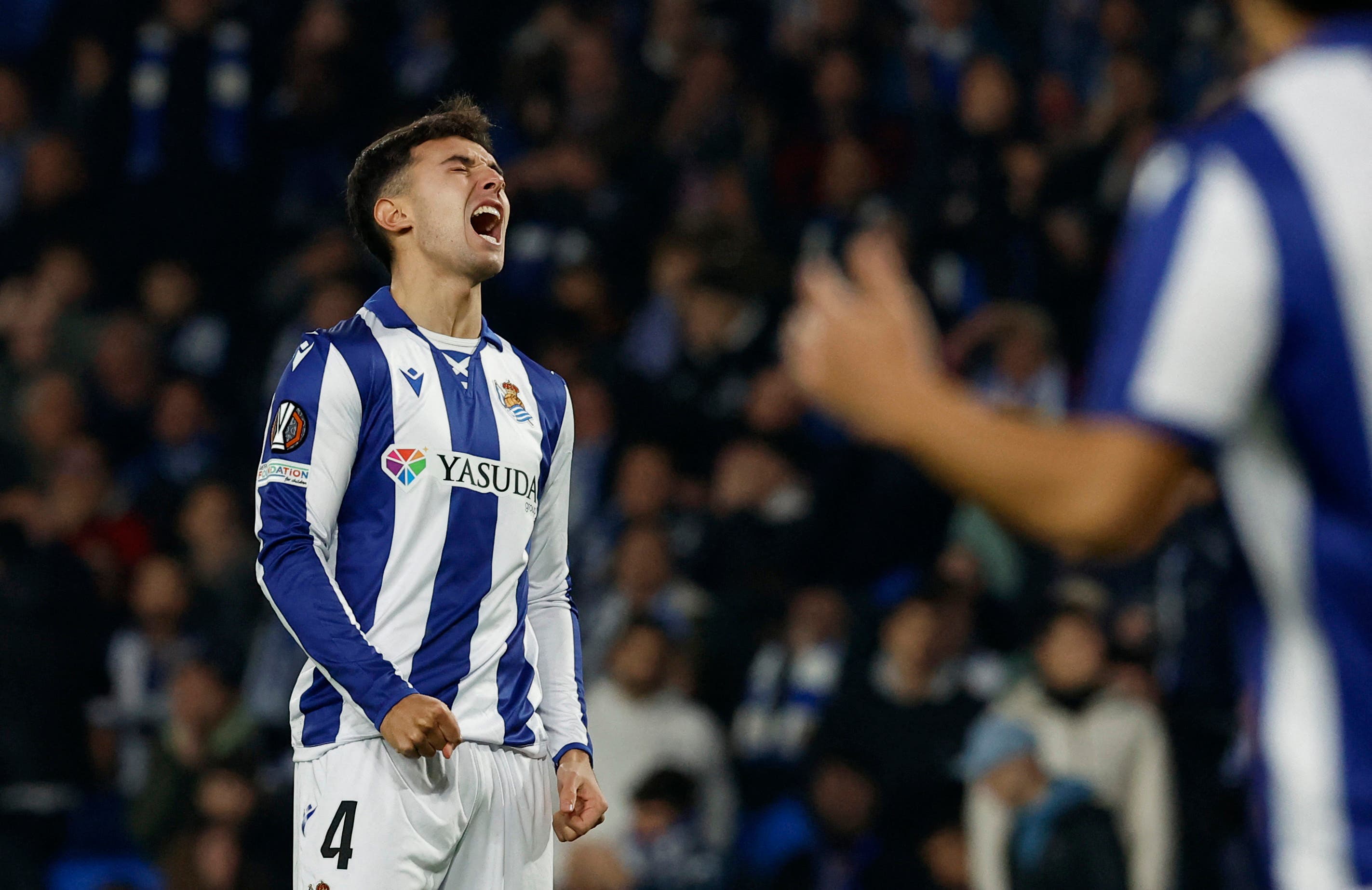 Soccer Football - Europa League - Real Sociedad v Ajax Amsterdam - Reale Arena, San Sebastian, Spain - November 28, 2024 Real Sociedad's Martin Zubimendi reacts REUTERS/Vincent West