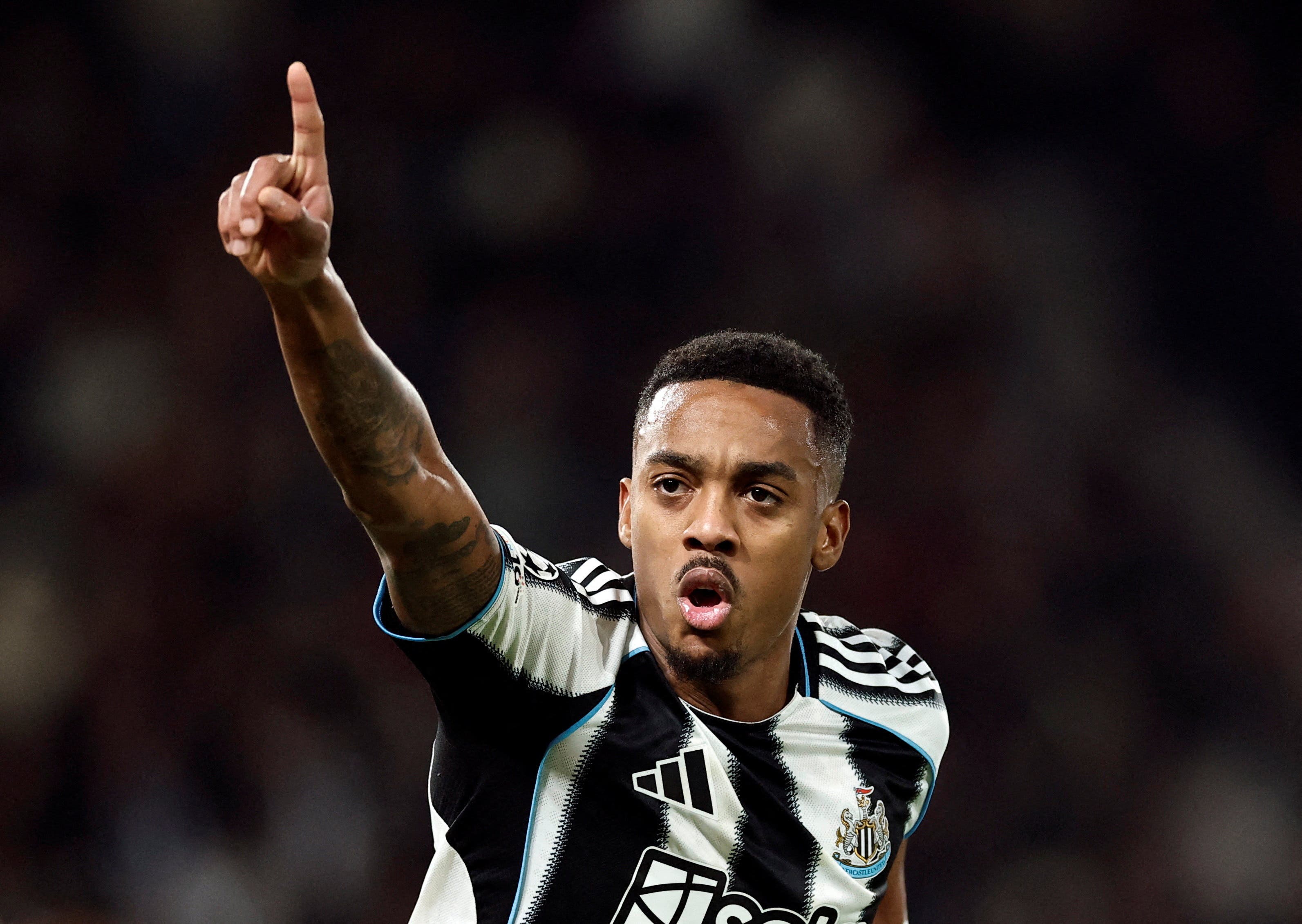 Soccer Football - UEFA Champions League - Paris St Germain v Newcastle United - Parc des Princes, Paris, France - January 28, 2026 Newcastle United's Joe Willock celebrates scoring their first goal REUTERS/Benoit Tessier TPX IMAGES OF THE DAY