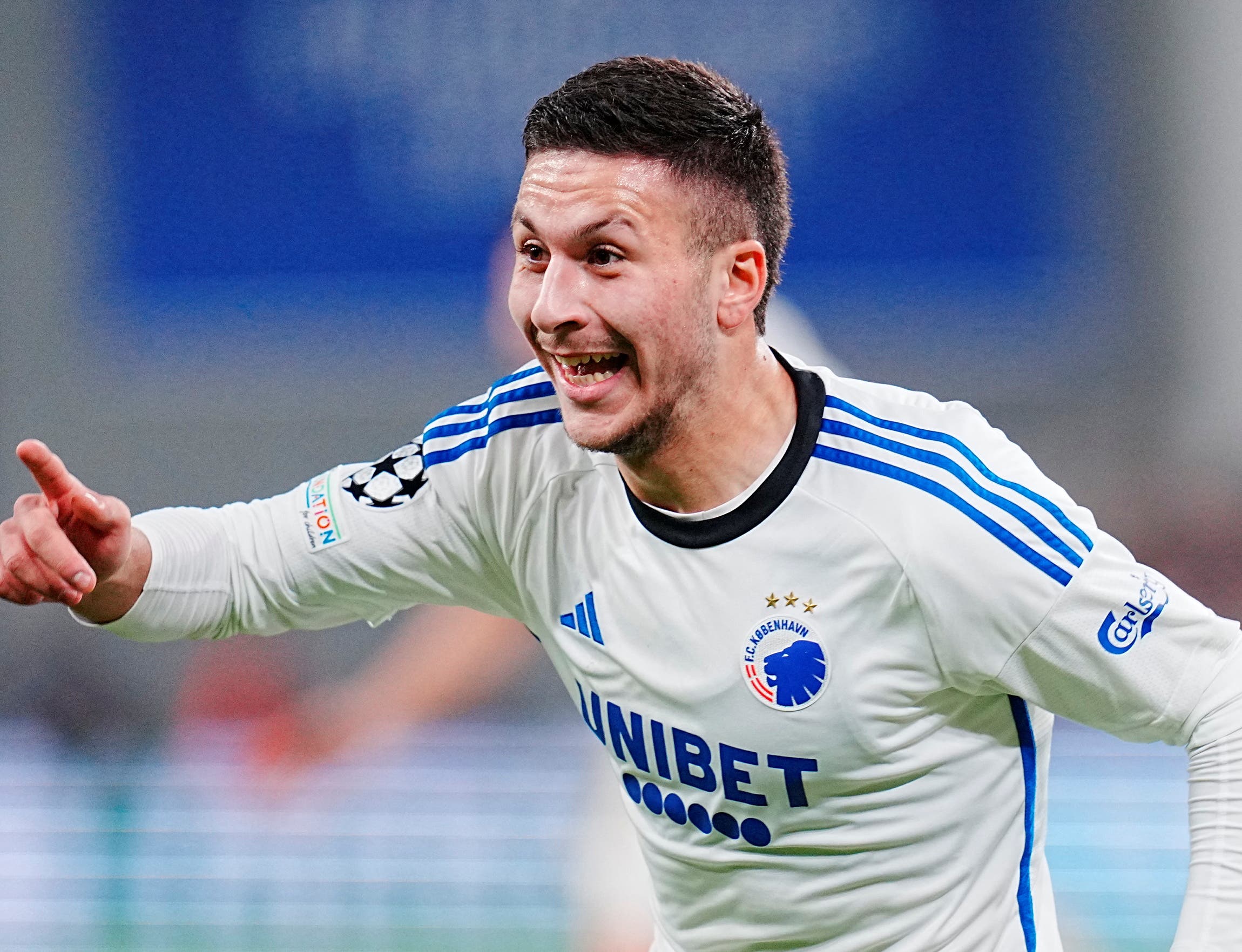FC Copenhagen's Roony Bardghji celebrates scoring their fourth goal 