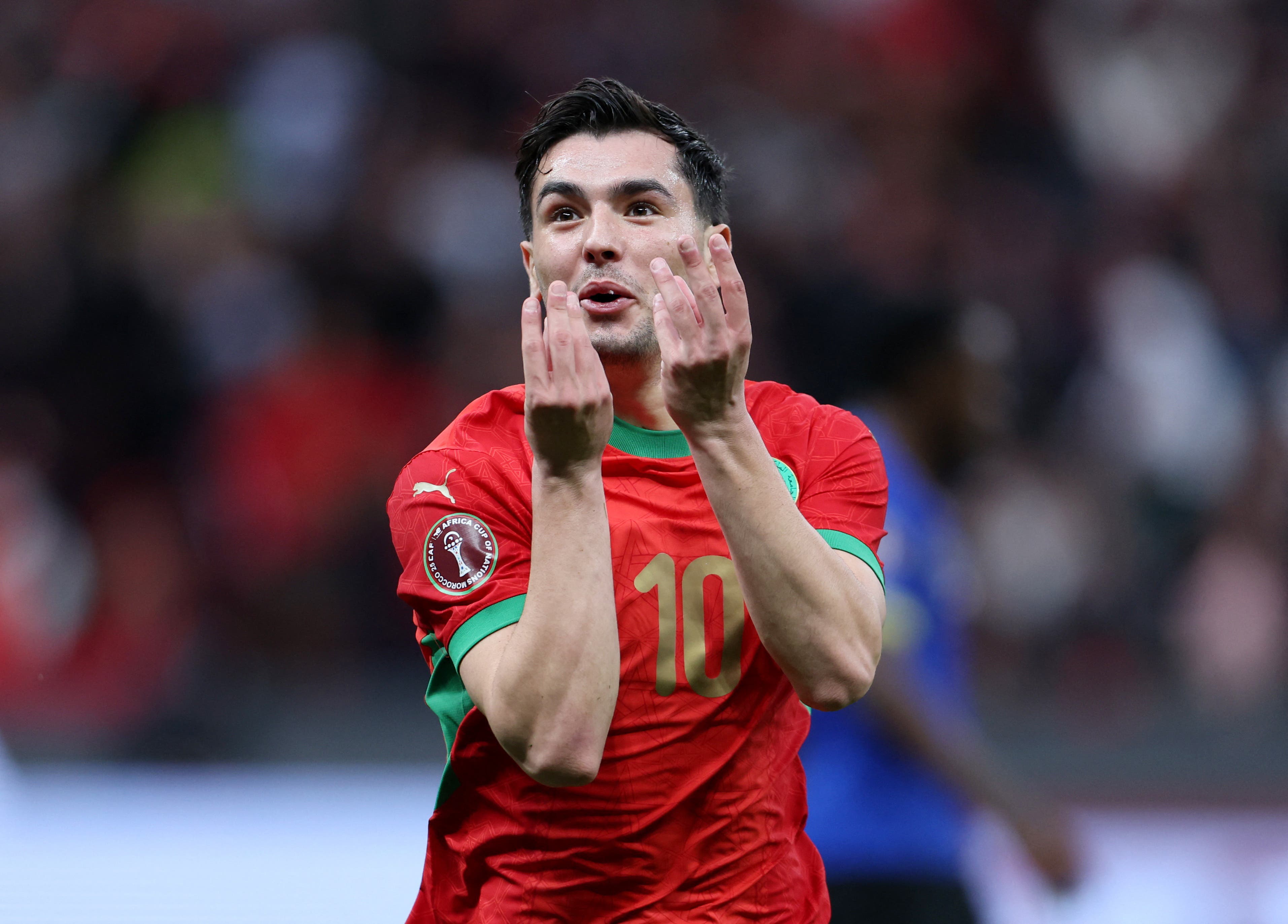Soccer Football - CAF Africa Cup of Nations - Morocco 2025 - Round of 16 - Morocco v Tanzania - Prince Moulay Abdellah Stadium, Rabat, Morocco - January 4, 2026 Morocco's Brahim Diaz celebrates scoring their first goal REUTERS/Amr Abdallah Dalsh