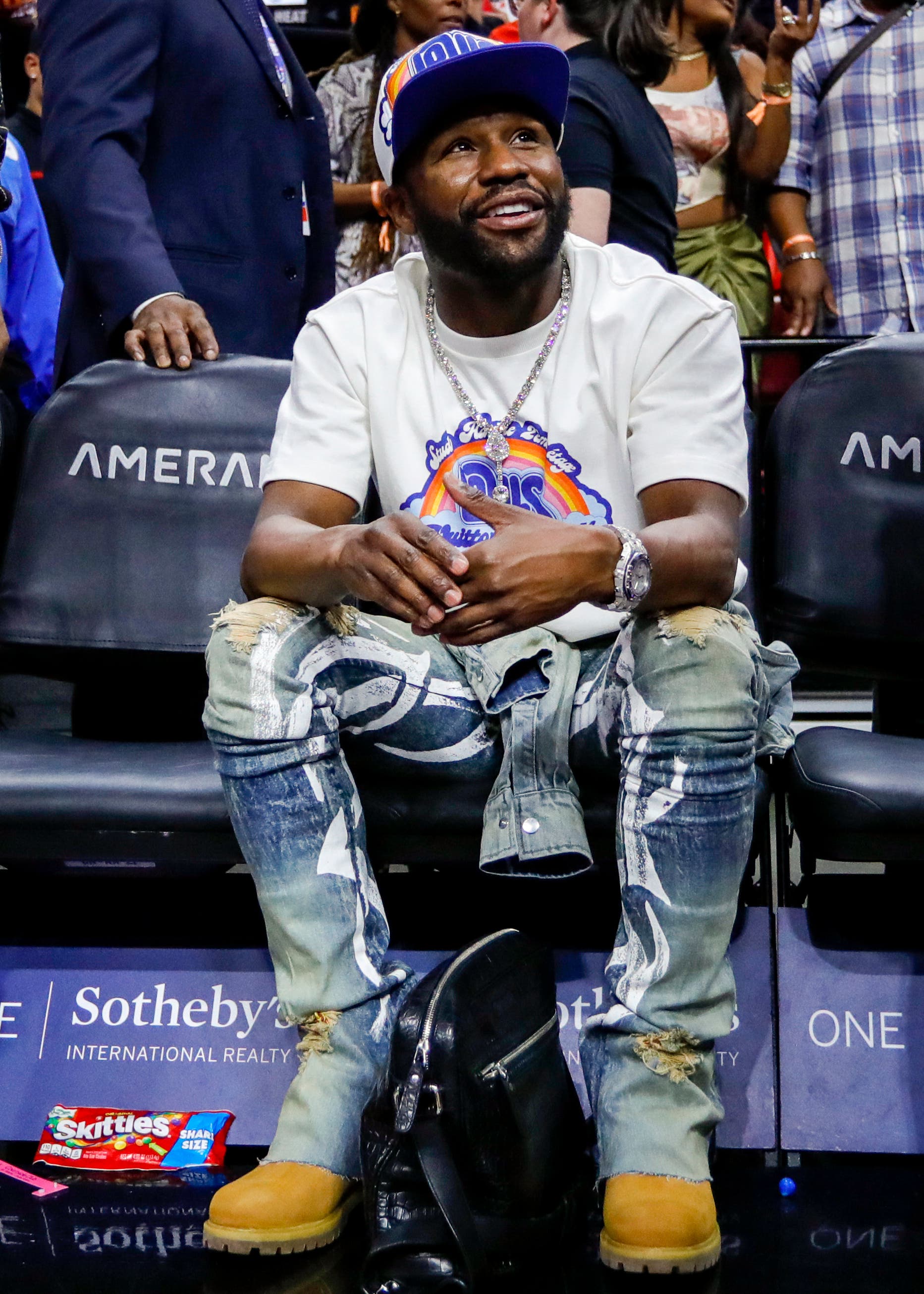 Floyd Mayweather Jr. during a basketball match.