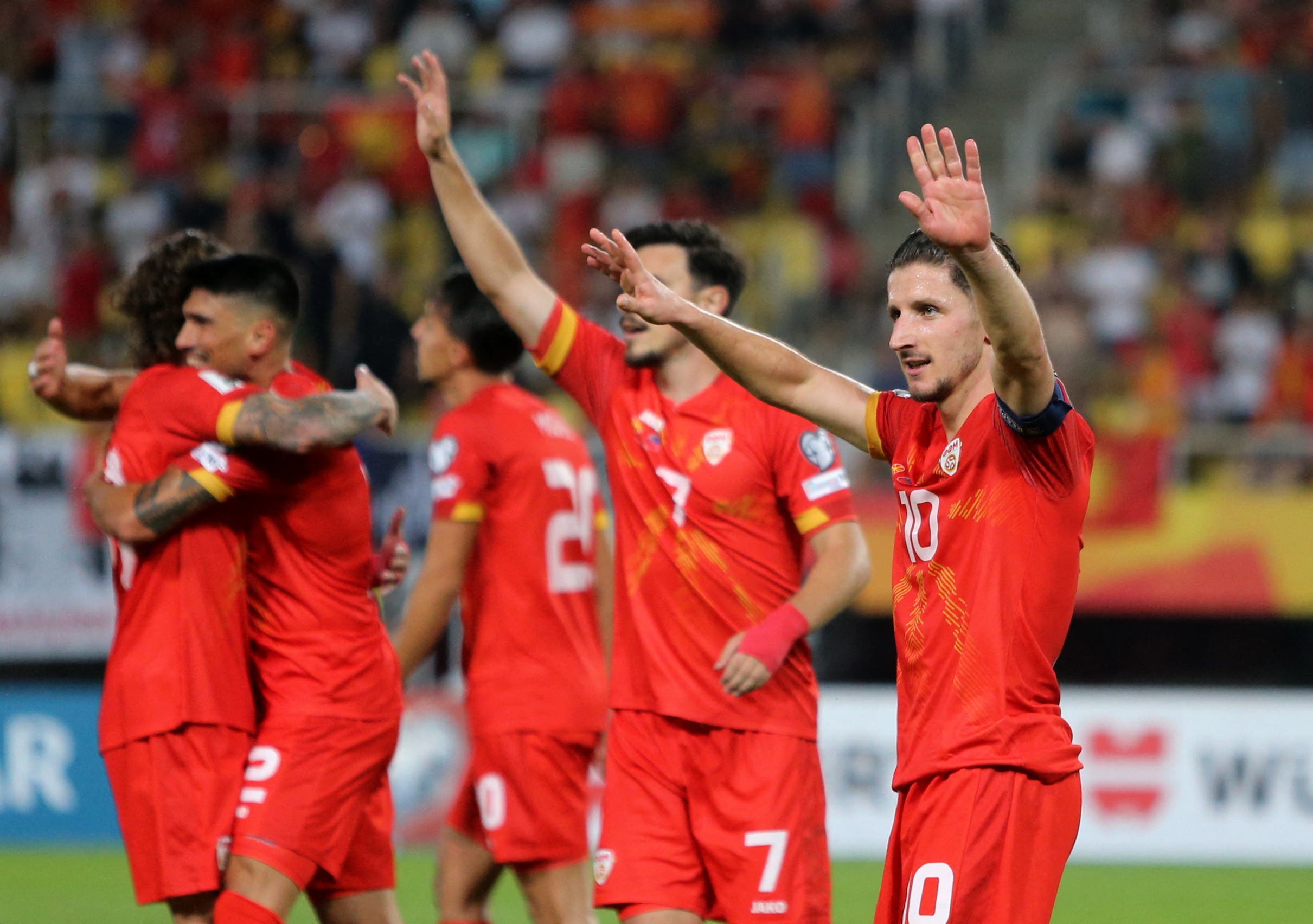 Soccer Football - World Cup - UEFA Qualifiers - Group J - North Macedonia v Liechtenstein - Todor Proeski National Arena, Skopje, North Macedonia - September 7, 2025 North Macedonia's Enis Bardhi celebrates scoring their second goal REUTERS/Ognen Teofilovski