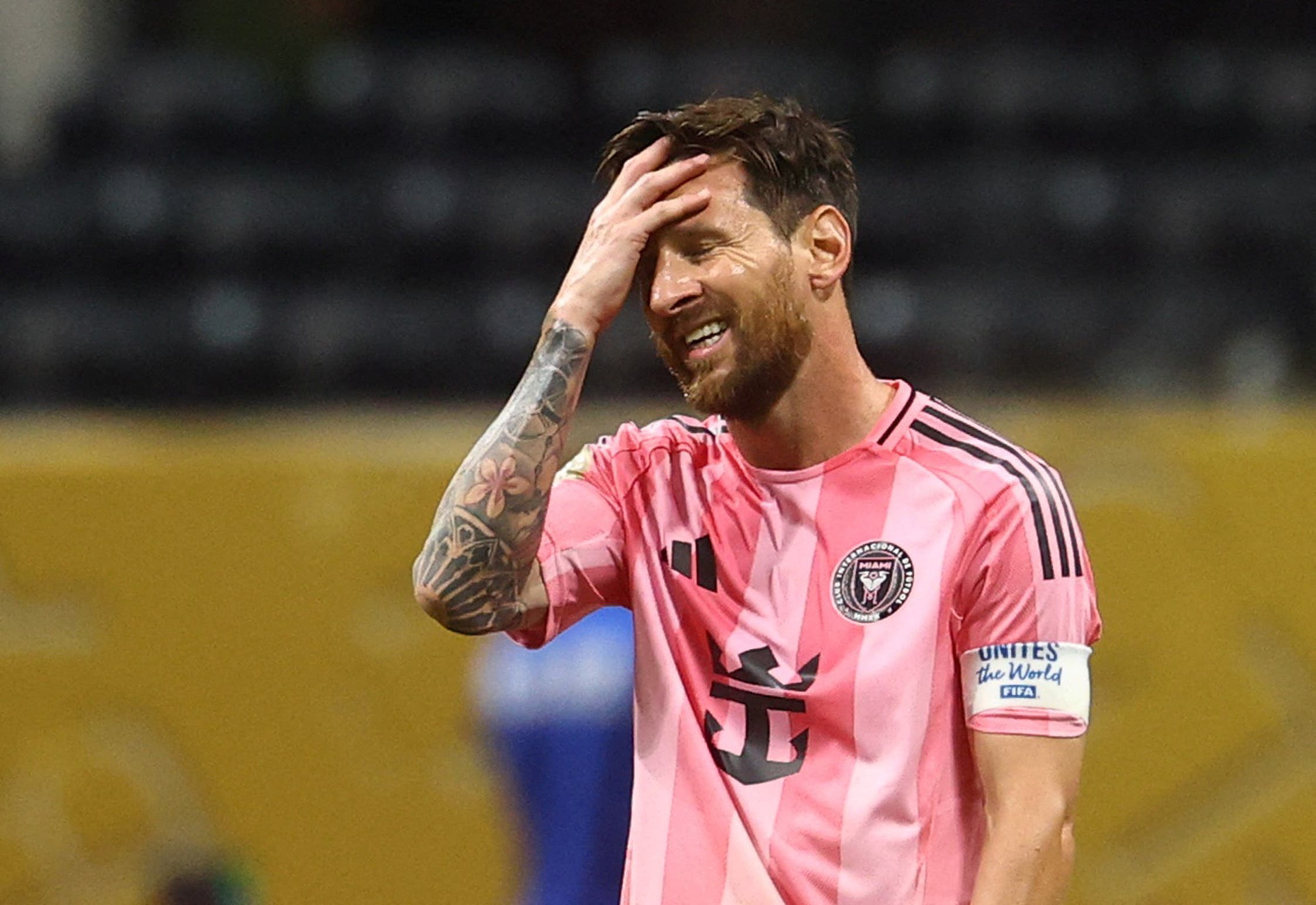 Inter Miami CF's Lionel Messi reacts 