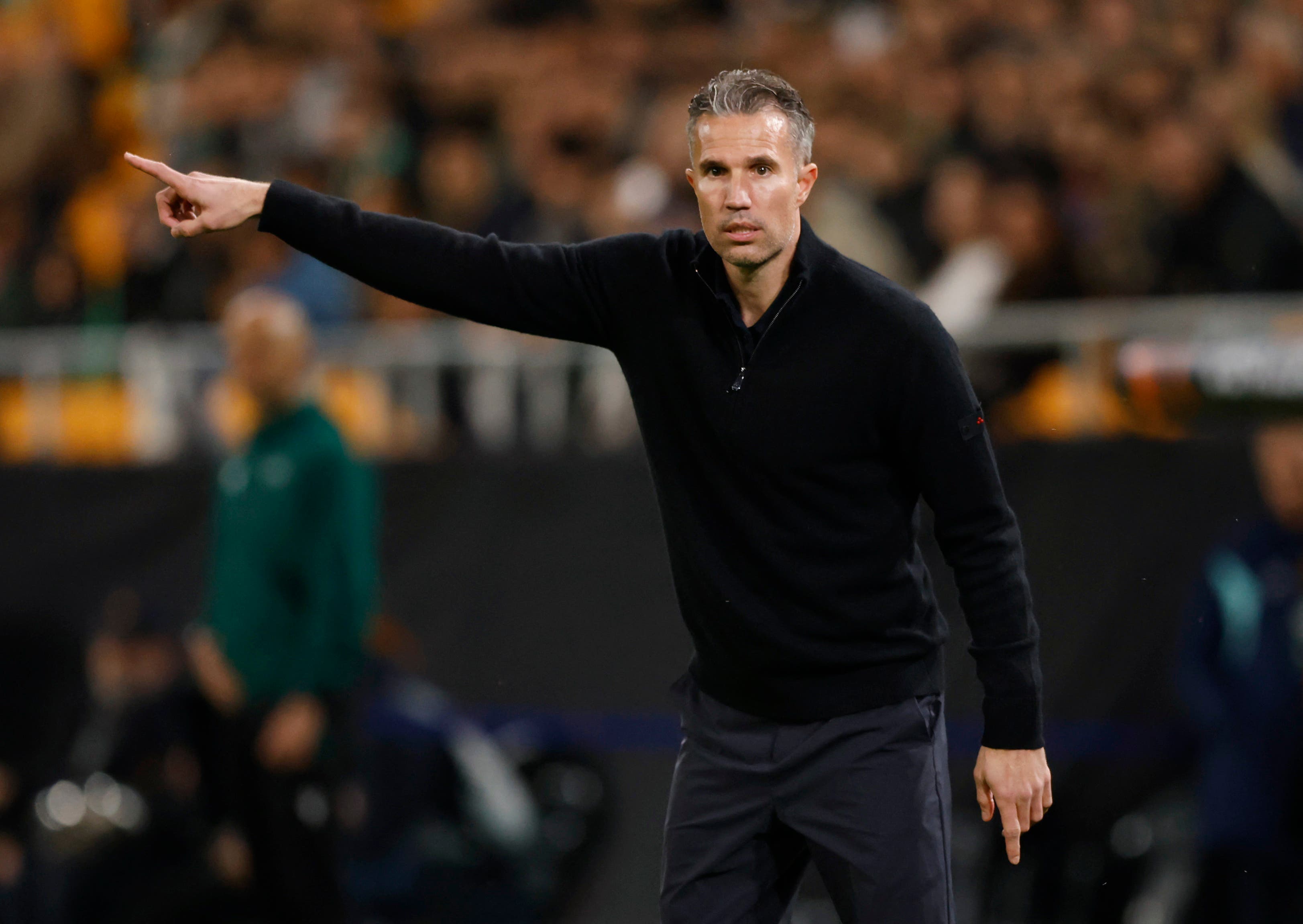 Soccer Football - UEFA Europa League - Real Betis v Feyenoord - Estadio de La Cartuja, Seville, Spain - January 29, 2026 Feyenoord coach Robin van Persie reacts REUTERS/Marcelo Del Pozo