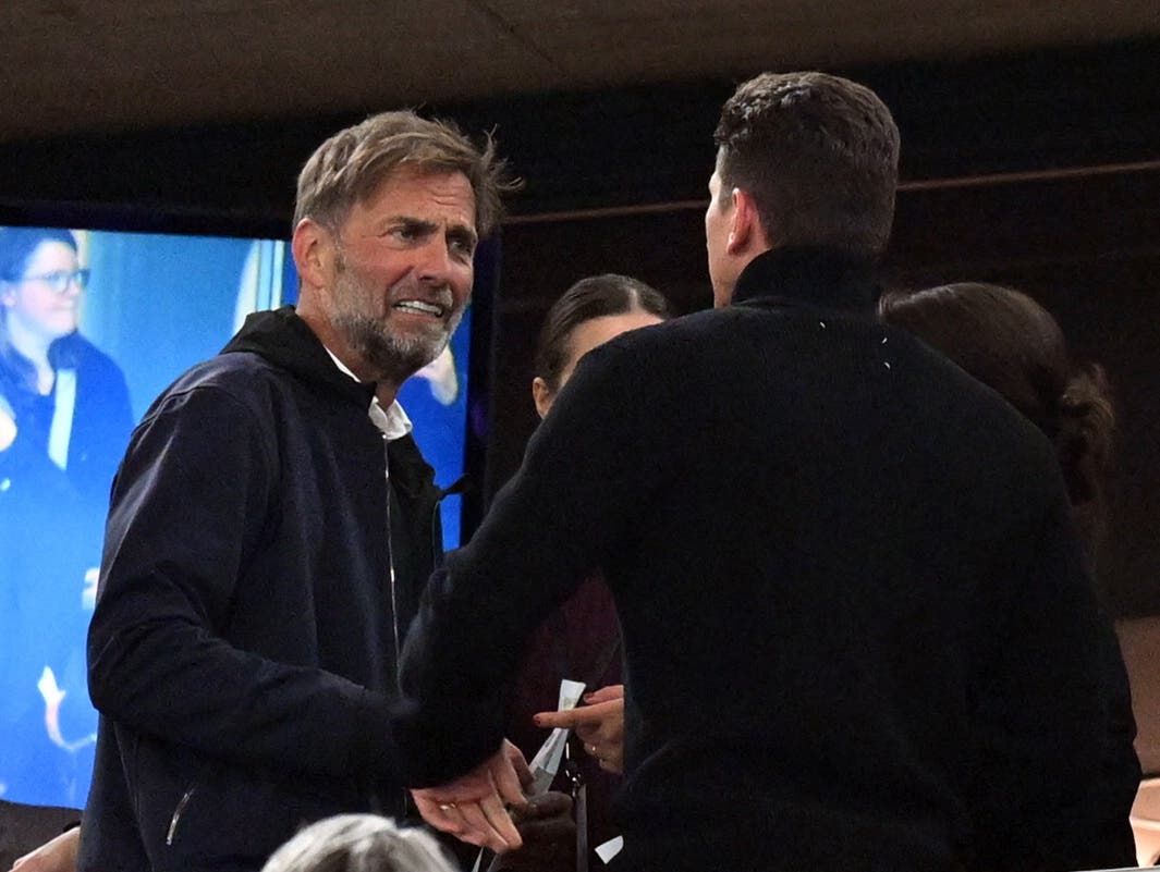 Soccer Football - DFB Cup - Semi Final - VFB Stuttgart v RB Leipzig - MHPArena, Stuttgart, Germany - April 2, 2025 Red Bull's Global Head of Soccer Juergen Klopp in the stand before the match REUTERS/Angelika Warmuth DFB REGULATIONS PROHIBIT ANY USE OF PHOTOGRAPHS AS IMAGE SEQUENCES AND/OR QUASI-VIDEO.