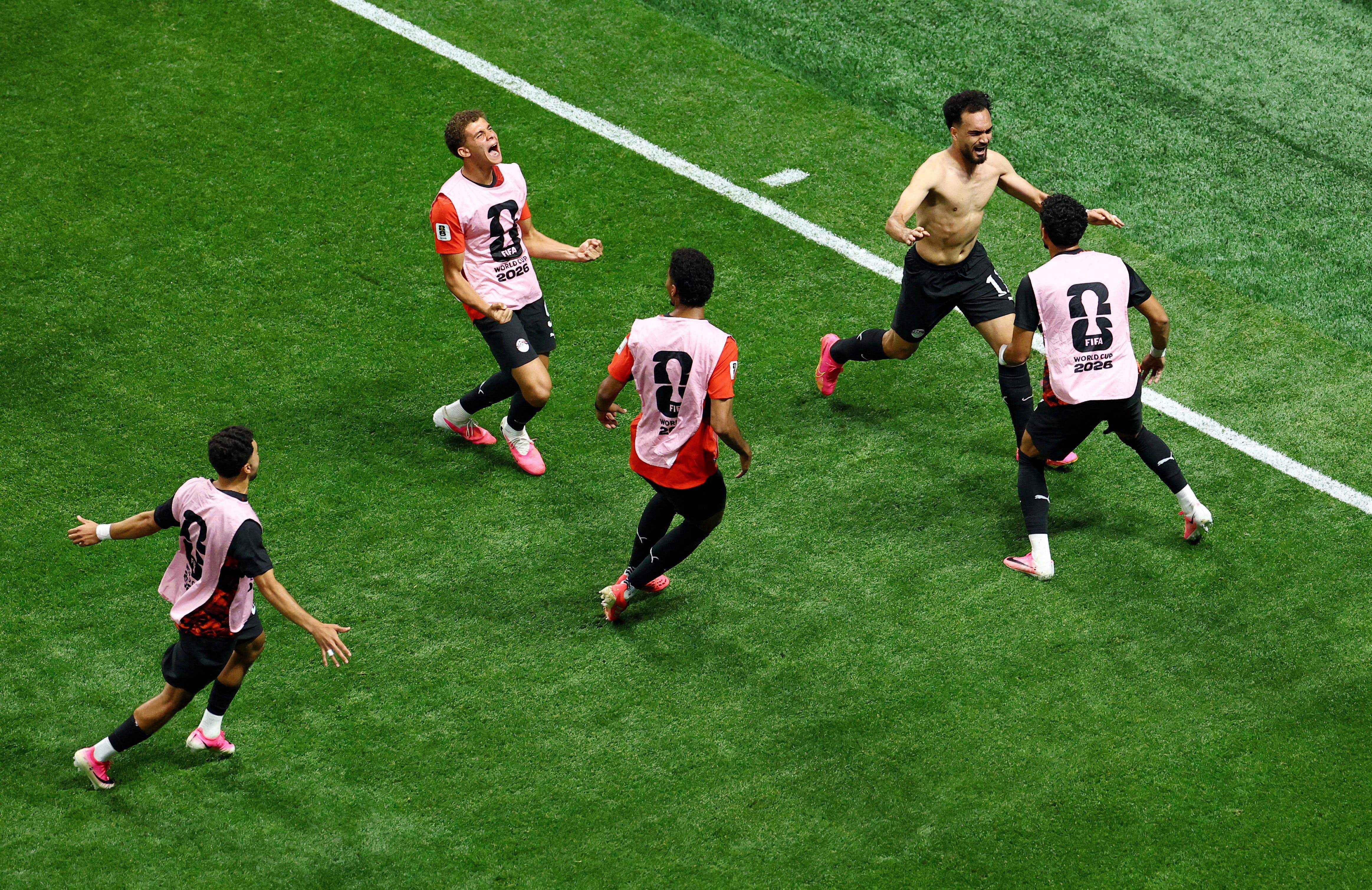 Soccer Football - FIFA World Cup 2026 - Round of 16 - Argentina v Egypt - Atlanta Stadium, Atlanta, Georgia, U.S. - July 7, 2026 Egypt's Mostafa Zico celebrates scoring a goal that was later disallowed REUTERS/Marco Bello TPX IMAGES OF THE DAY

