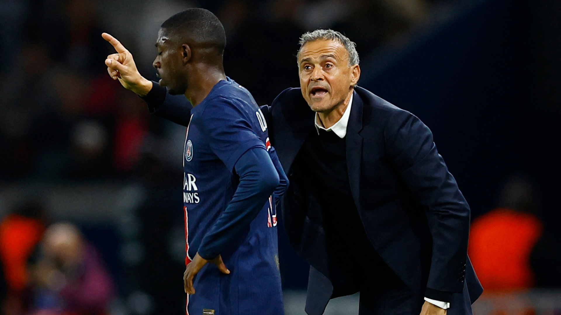 Ousmane Dembélé y Luis Enrique