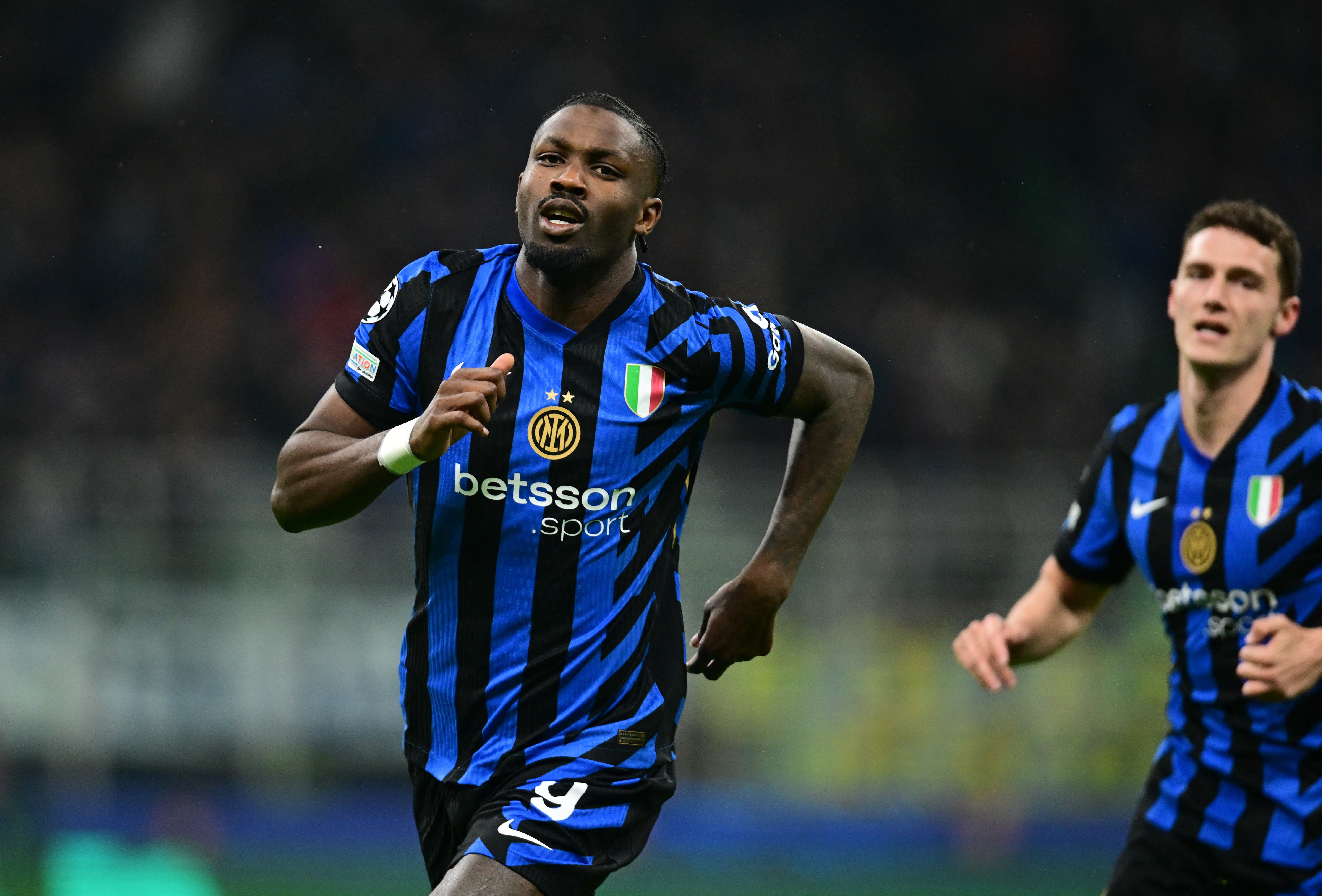  Inter Milan's Marcus Thuram celebrates scoring