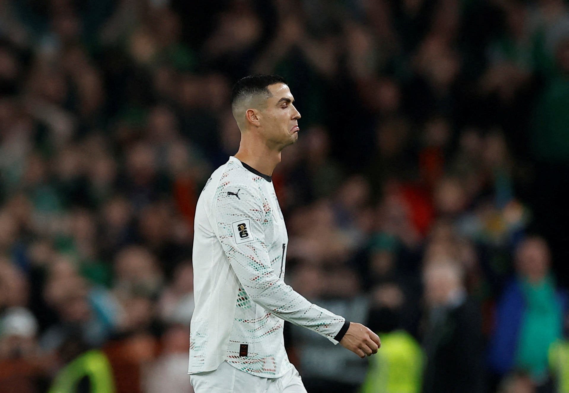 Soccer Football - World Cup - UEFA Qualifiers - Group F - Republic of Ireland v Portugal - Aviva Stadium, Dublin, Ireland - November 13, 2025 Portugal's Cristiano Ronaldo reacts after being shown a red card REUTERS/Clodagh Kilcoyne TPX IMAGES OF THE DAY